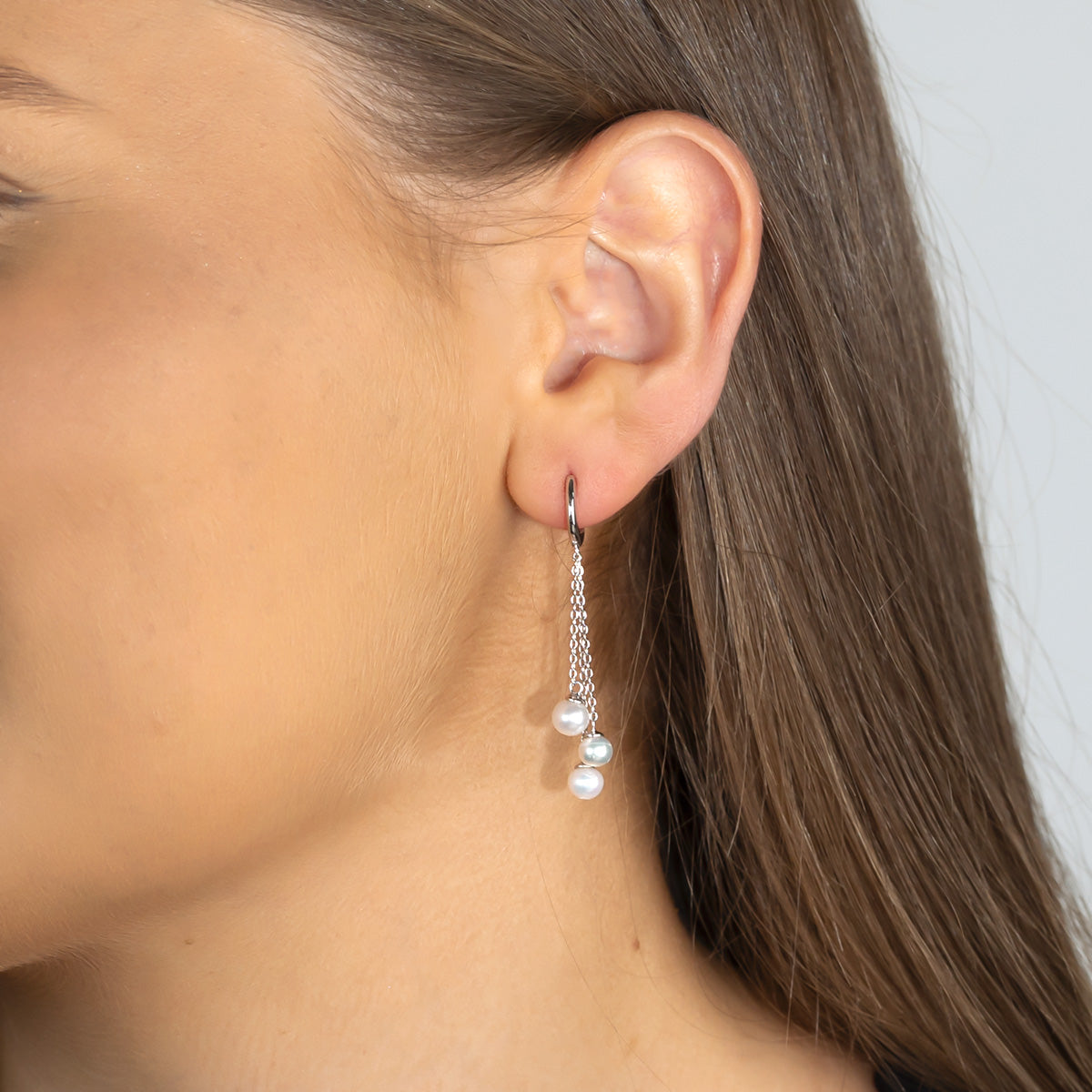 Pearl Tassel Hoop Earrings