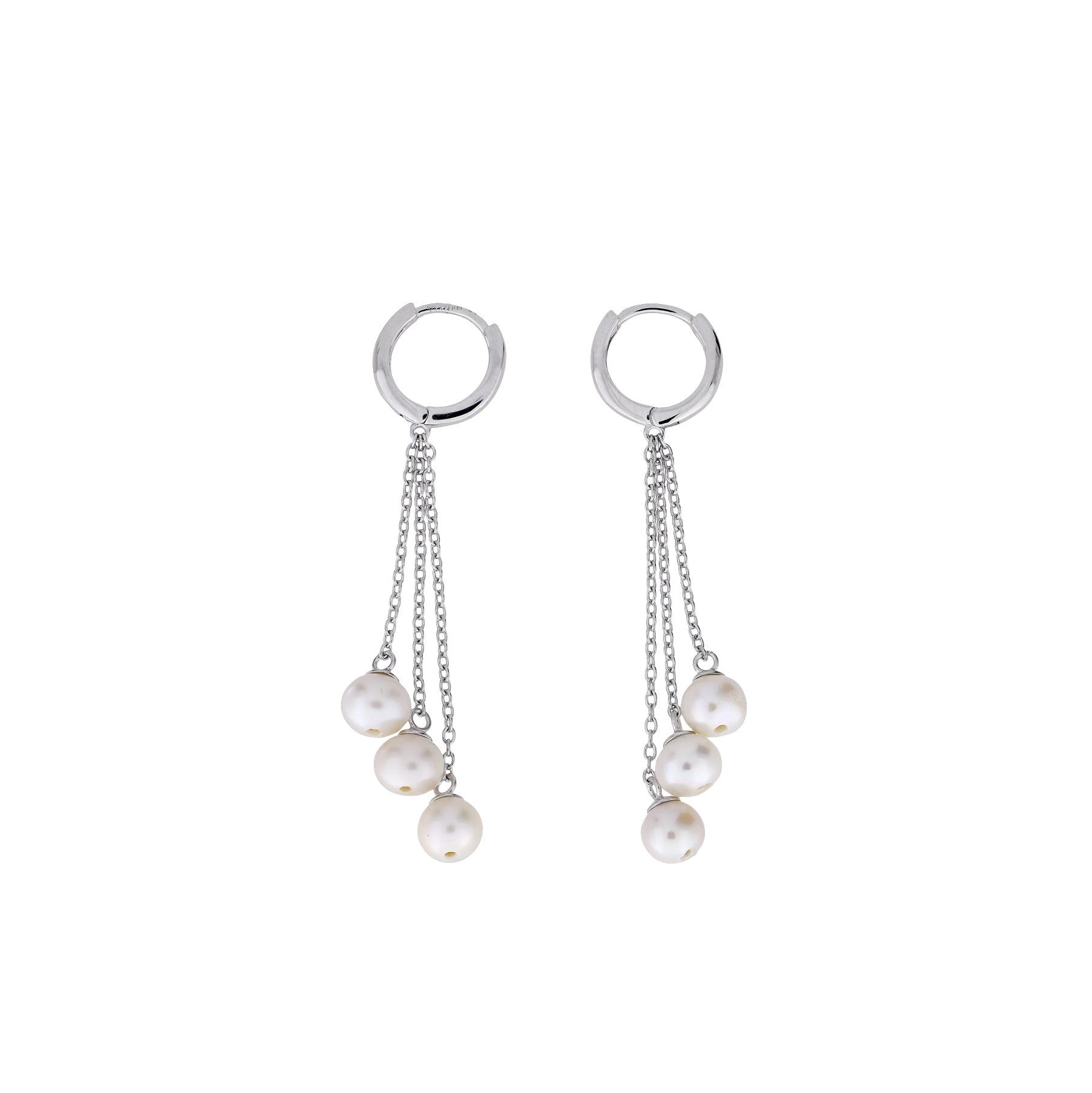 Pearl Tassel Hoop Earrings