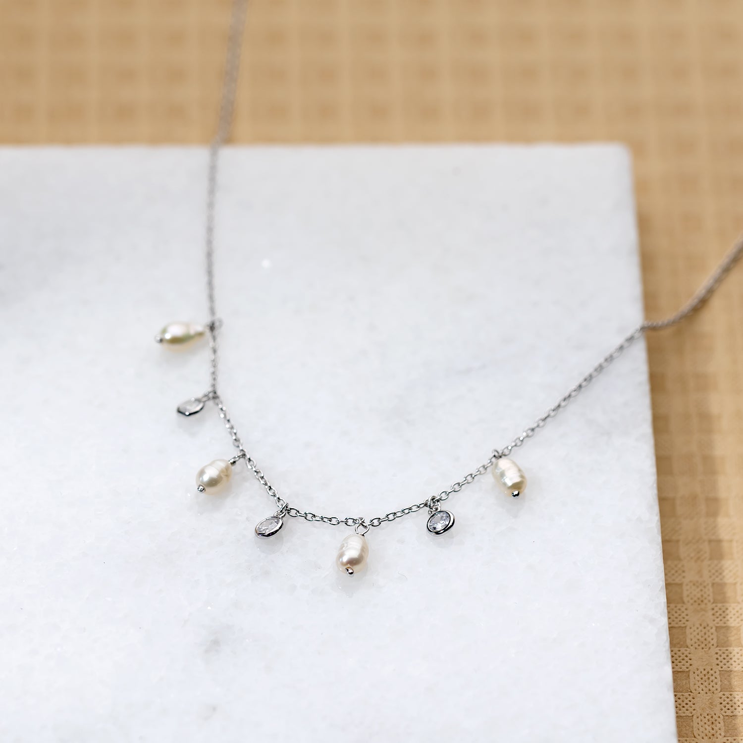 Freshwater Pearl and Cubic Zirconia Necklace