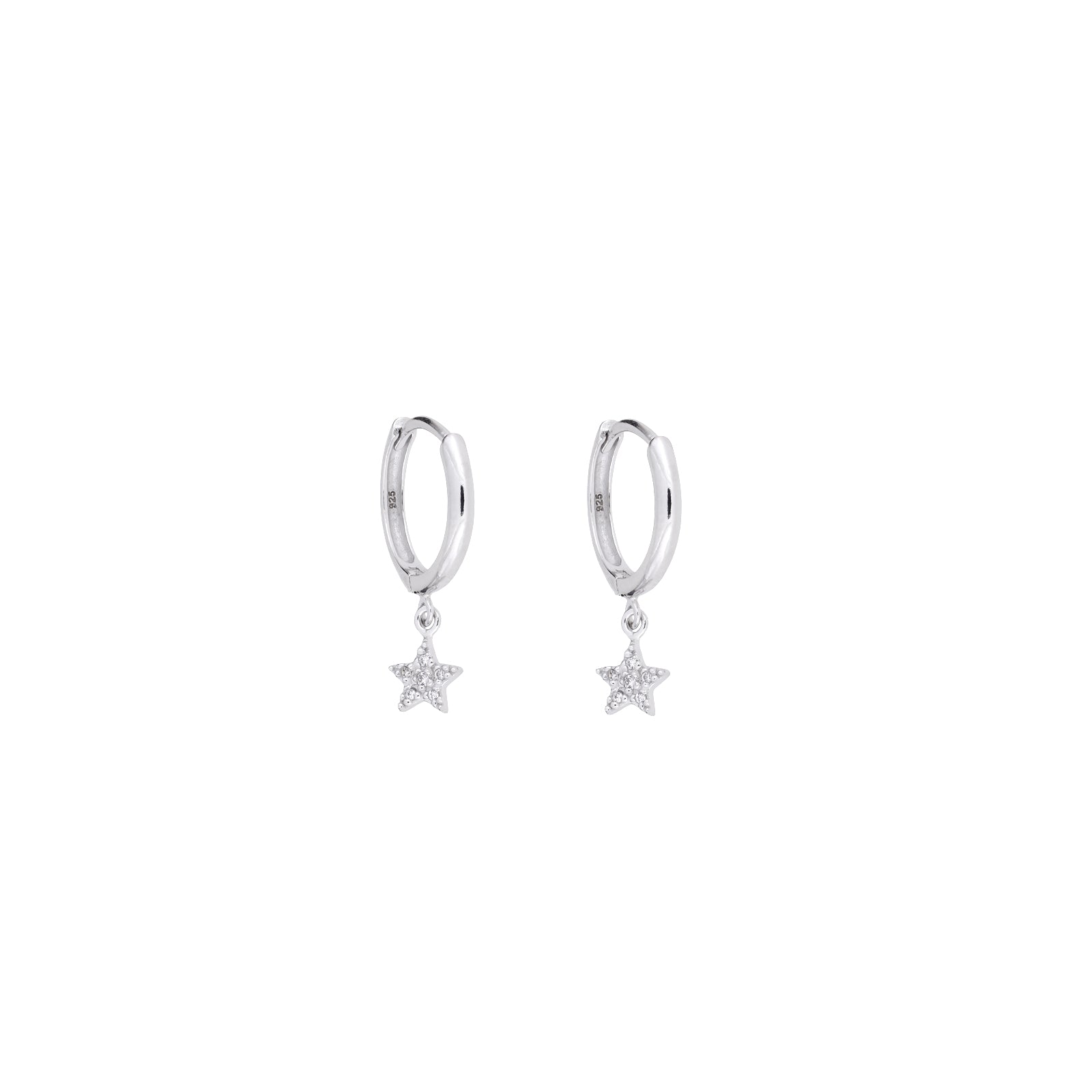 Silver Star Charm Hoop Earrings