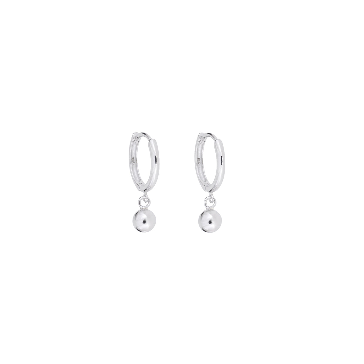 Silver Bead Charm Hoop Earrings