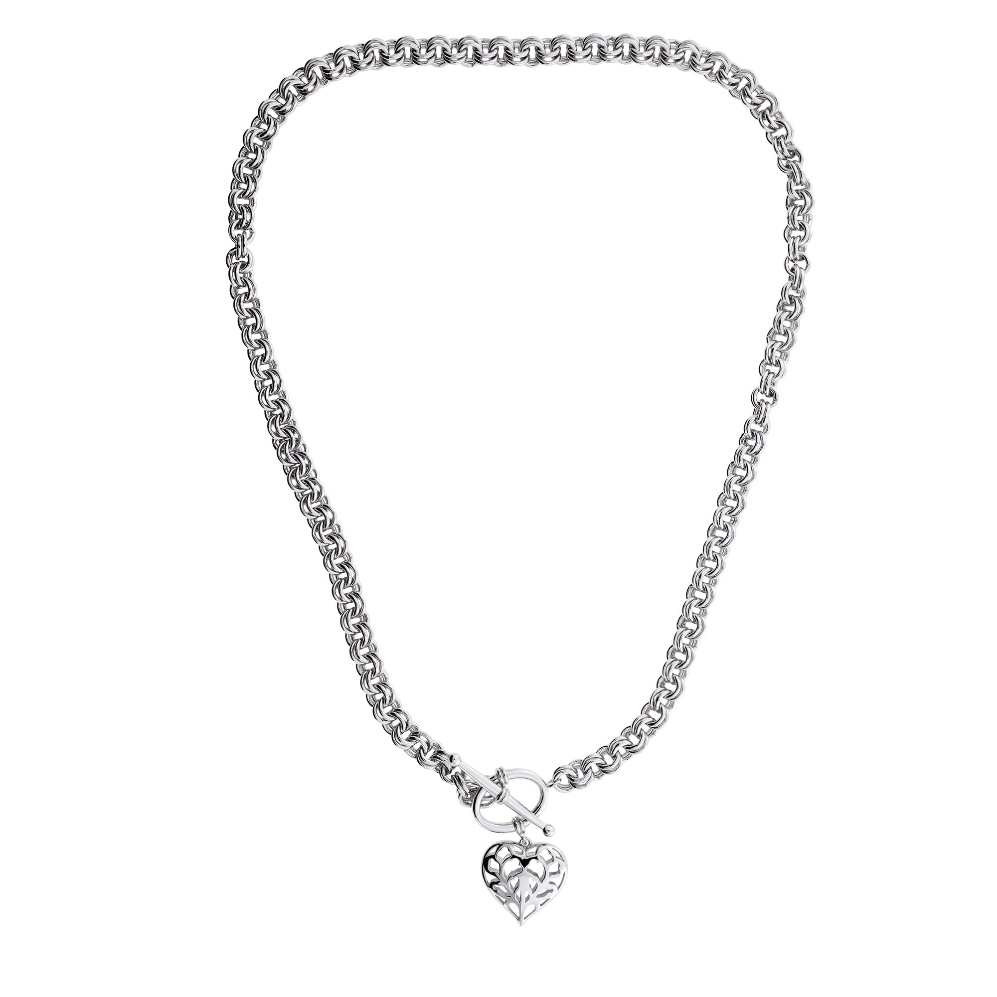 Silver Heart of Yorkshire Hanging Heart T-Bar Necklace