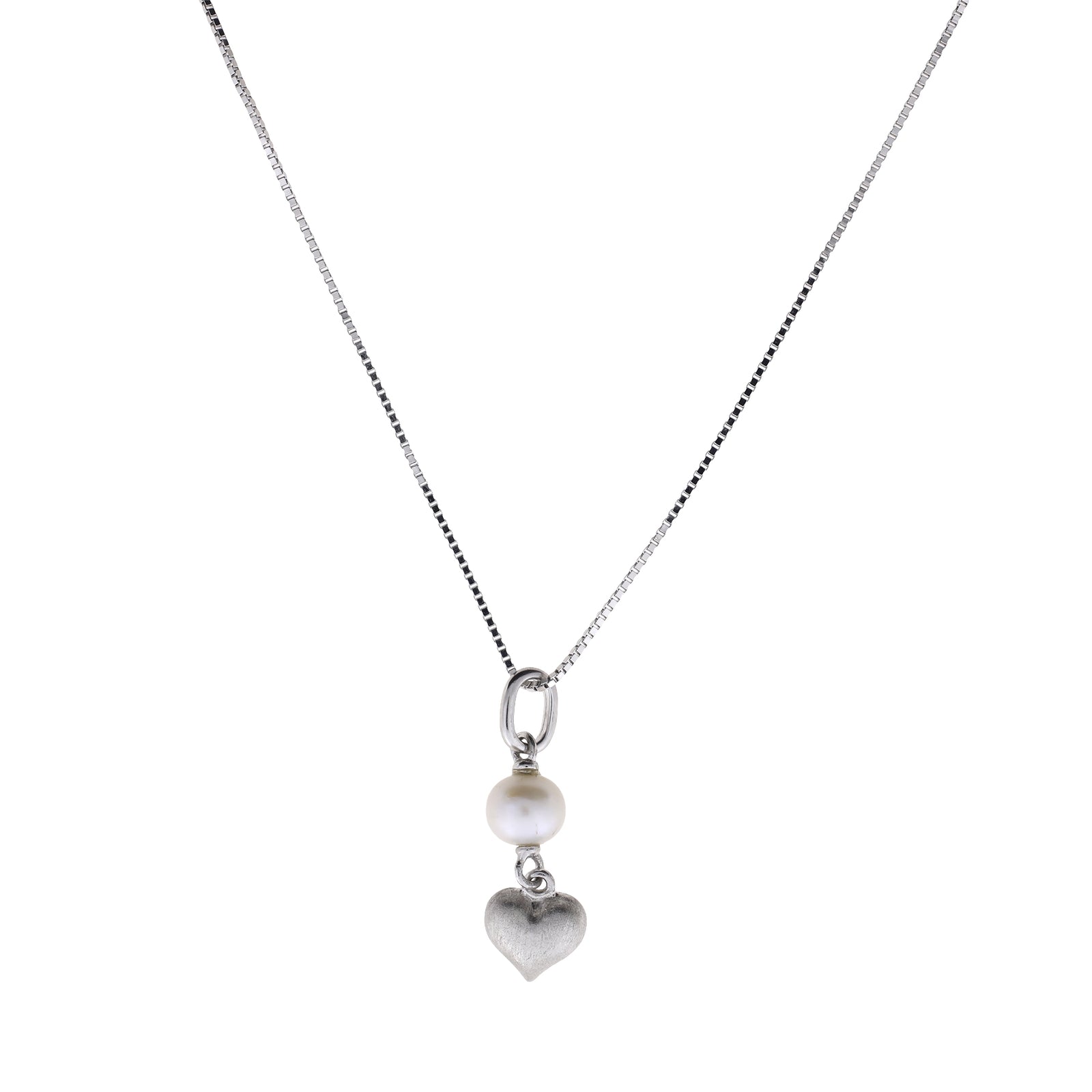 Satin Heart & Freshwater Pearl Pendant