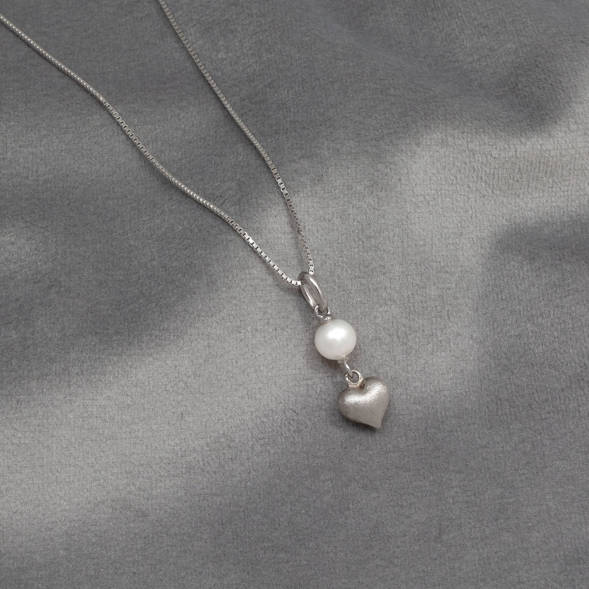 Satin Heart & Freshwater Pearl Pendant