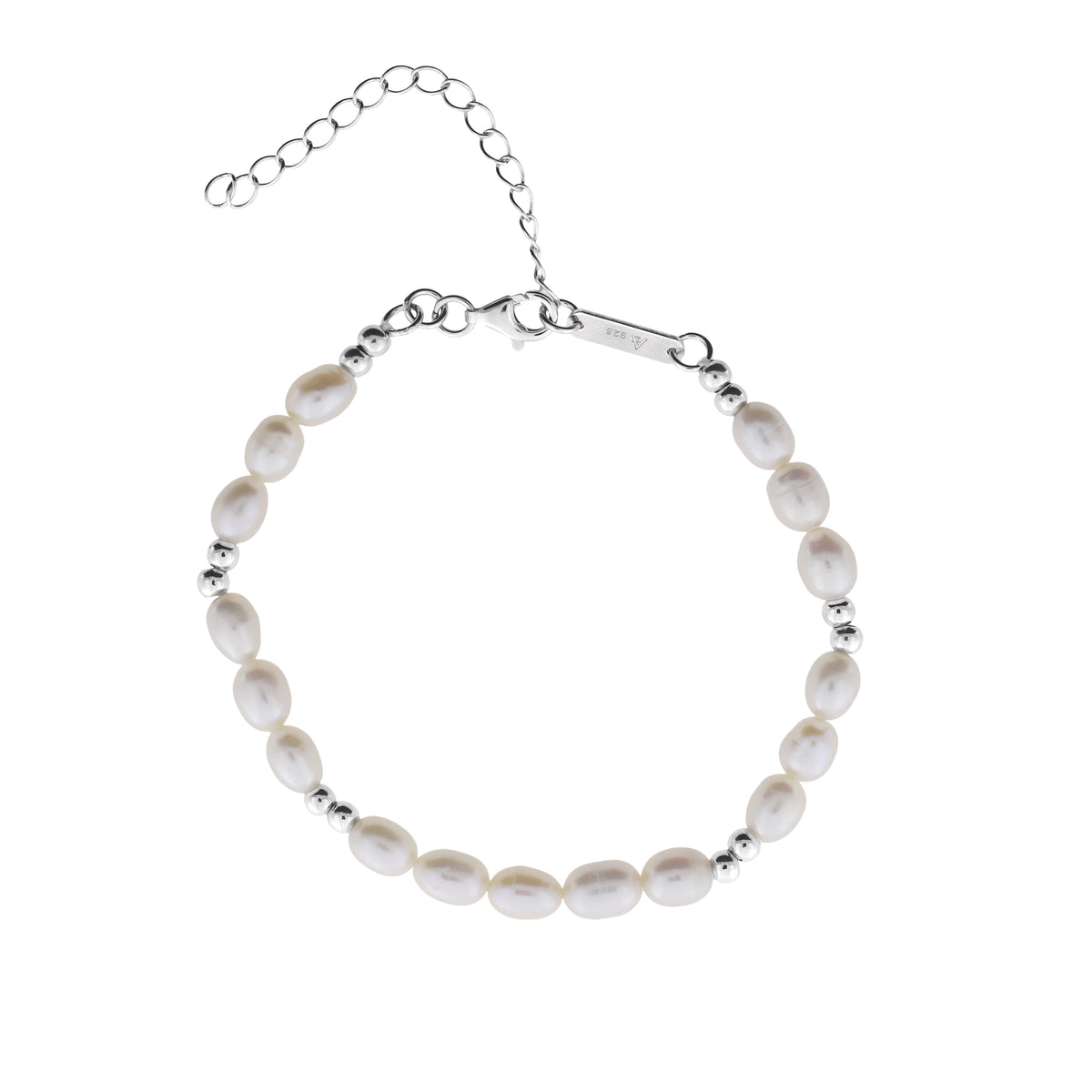 Sterling Silver Freshwater Pearl &amp; Silver Beads Bracelet