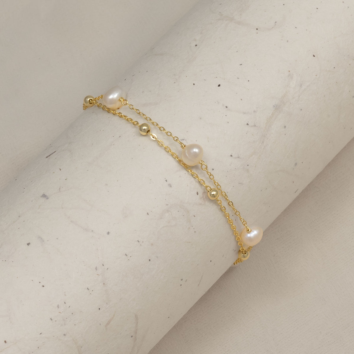 Gold Vermeil Double Strand Bracelet with Freshwater Pearls