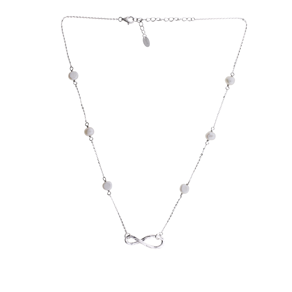 Sterling Silver Infinity Necklace with Freshwater Pearls