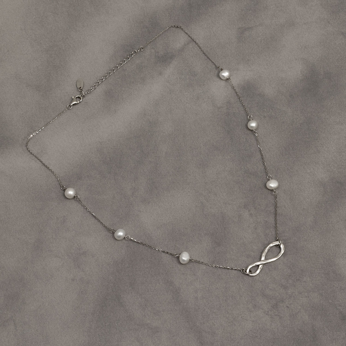 Sterling Silver Infinity Necklace with Freshwater Pearls