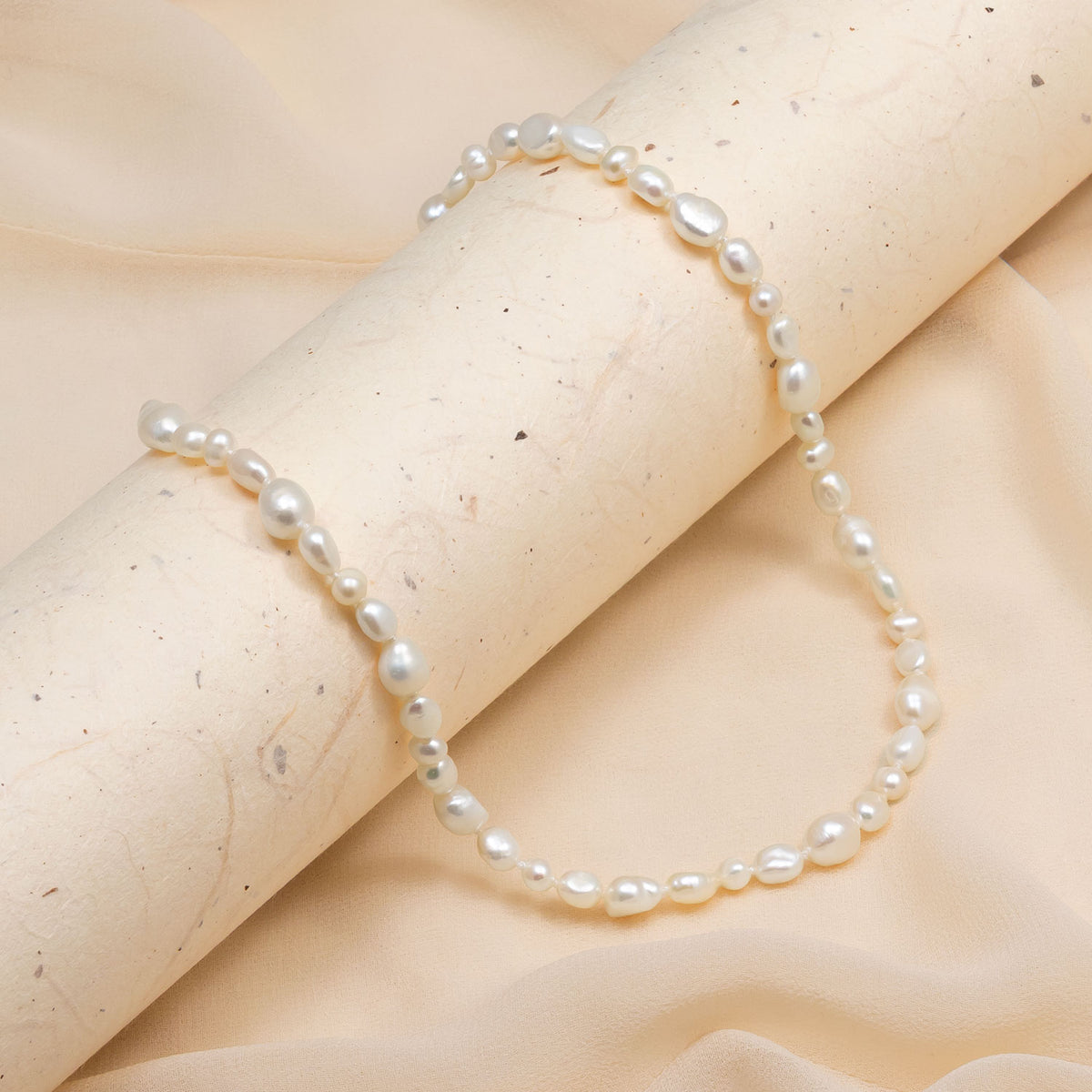 Sterling Silver Mixed Freshwater Pearls Necklace