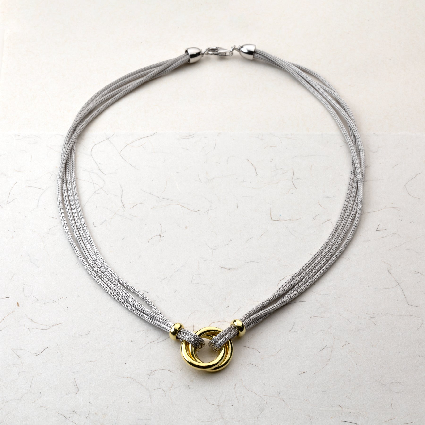 Silver & Yellow Gold Vermeil Double Circle Necklace