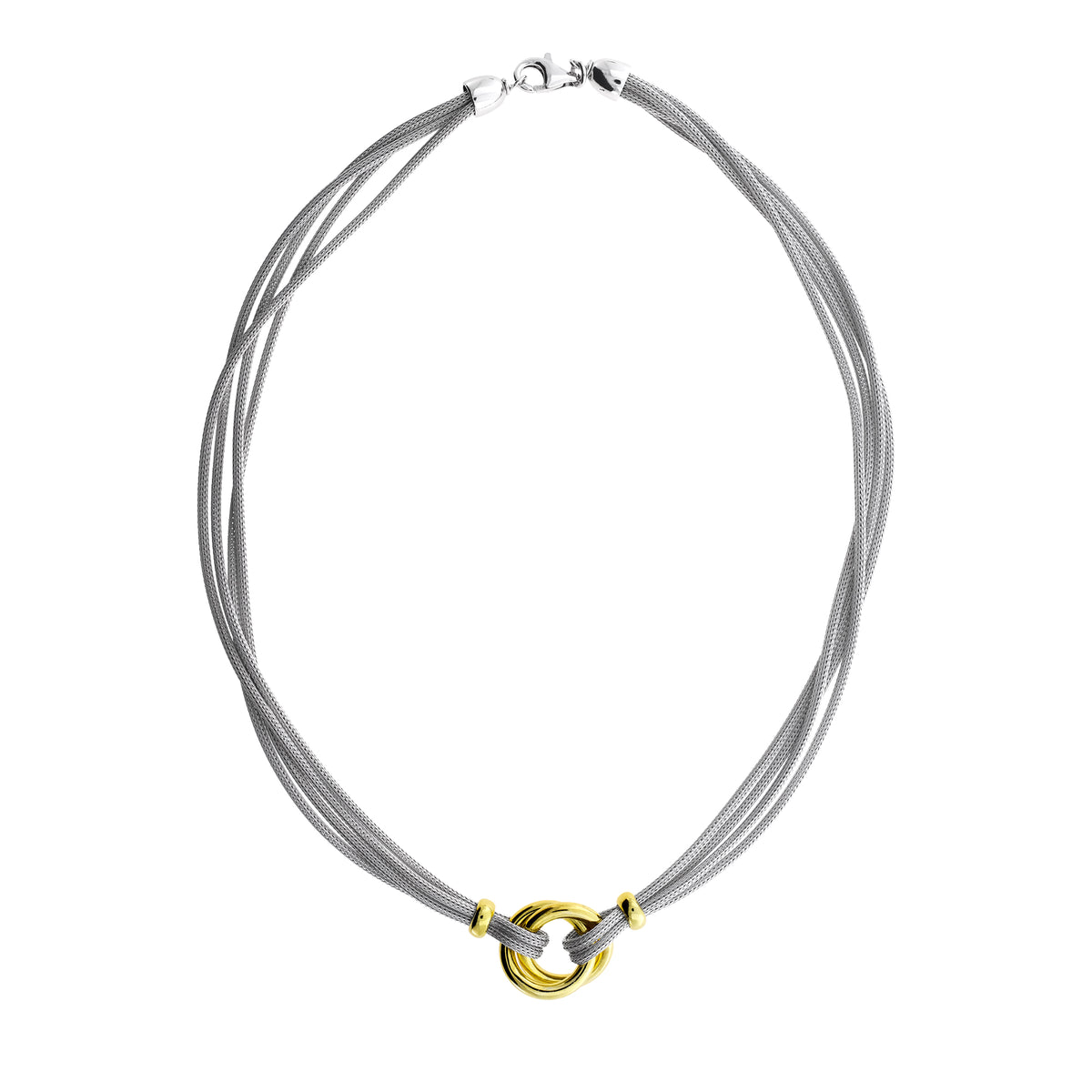 Silver &amp; Yellow Gold Vermeil Double Circle Necklace