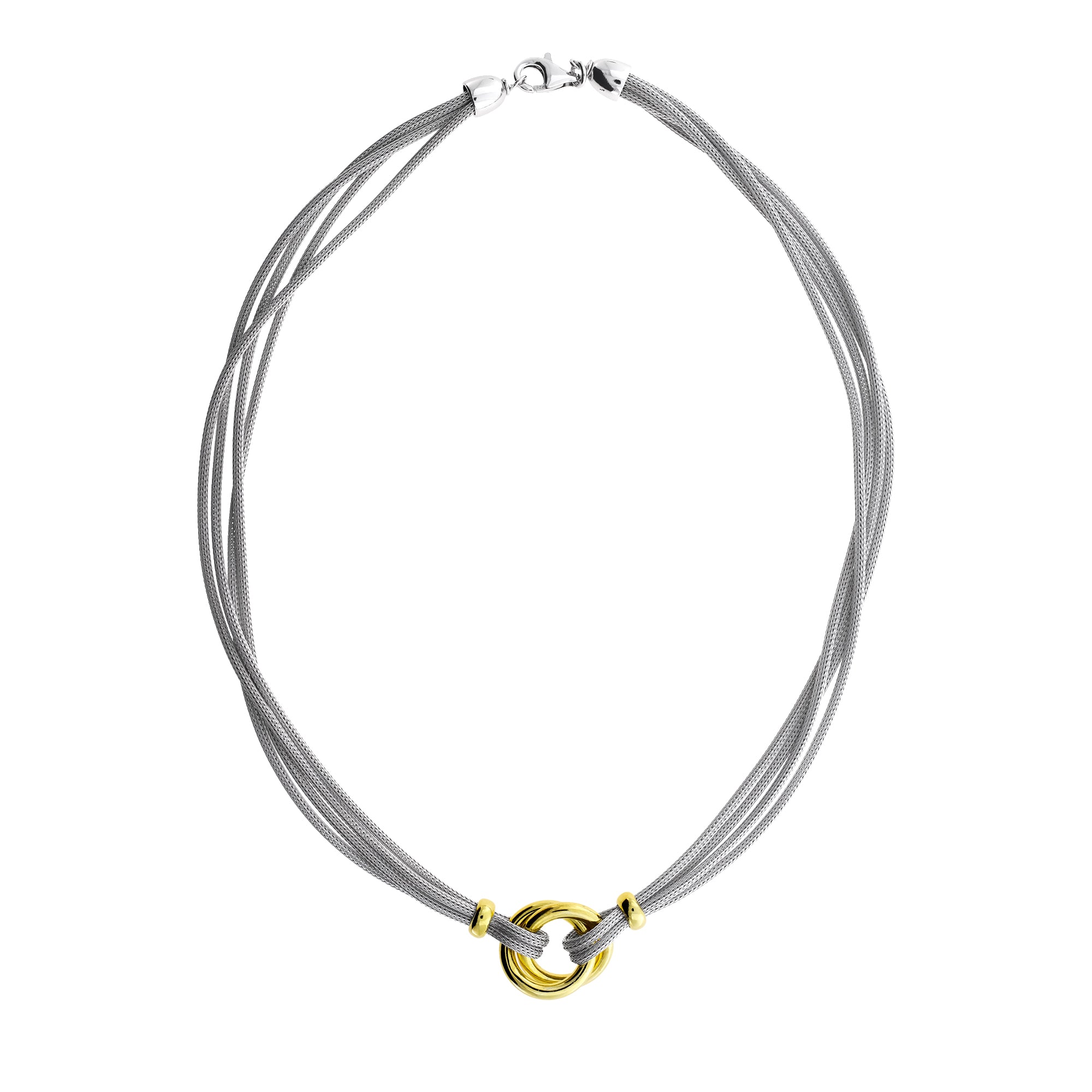 Silver & Yellow Gold Vermeil Double Circle Necklace