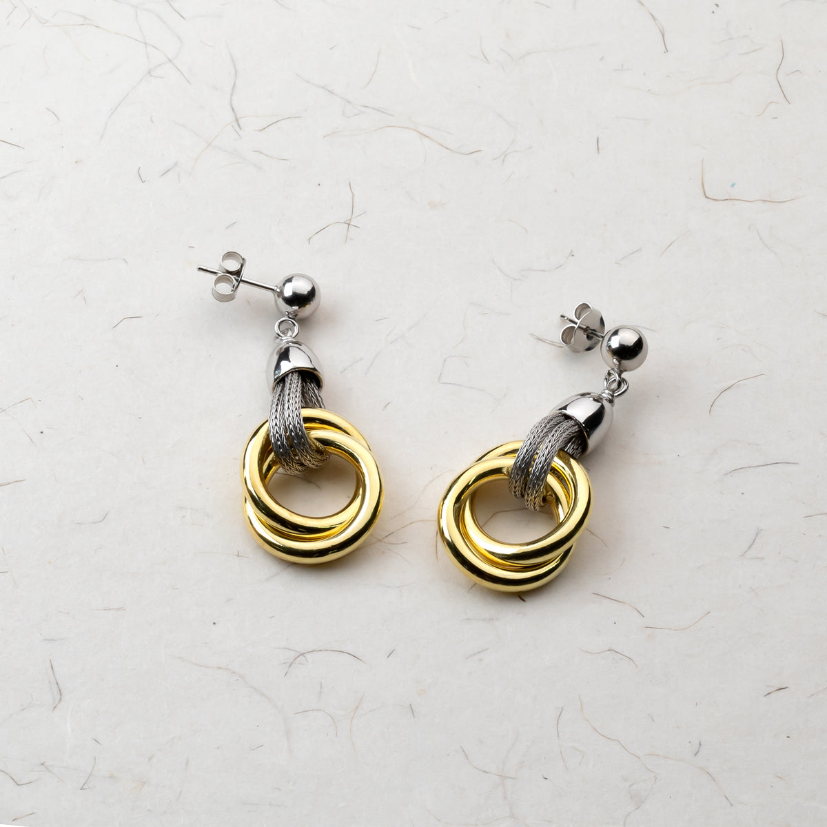 Silver & Gold Vermeil Double Circle Earrings