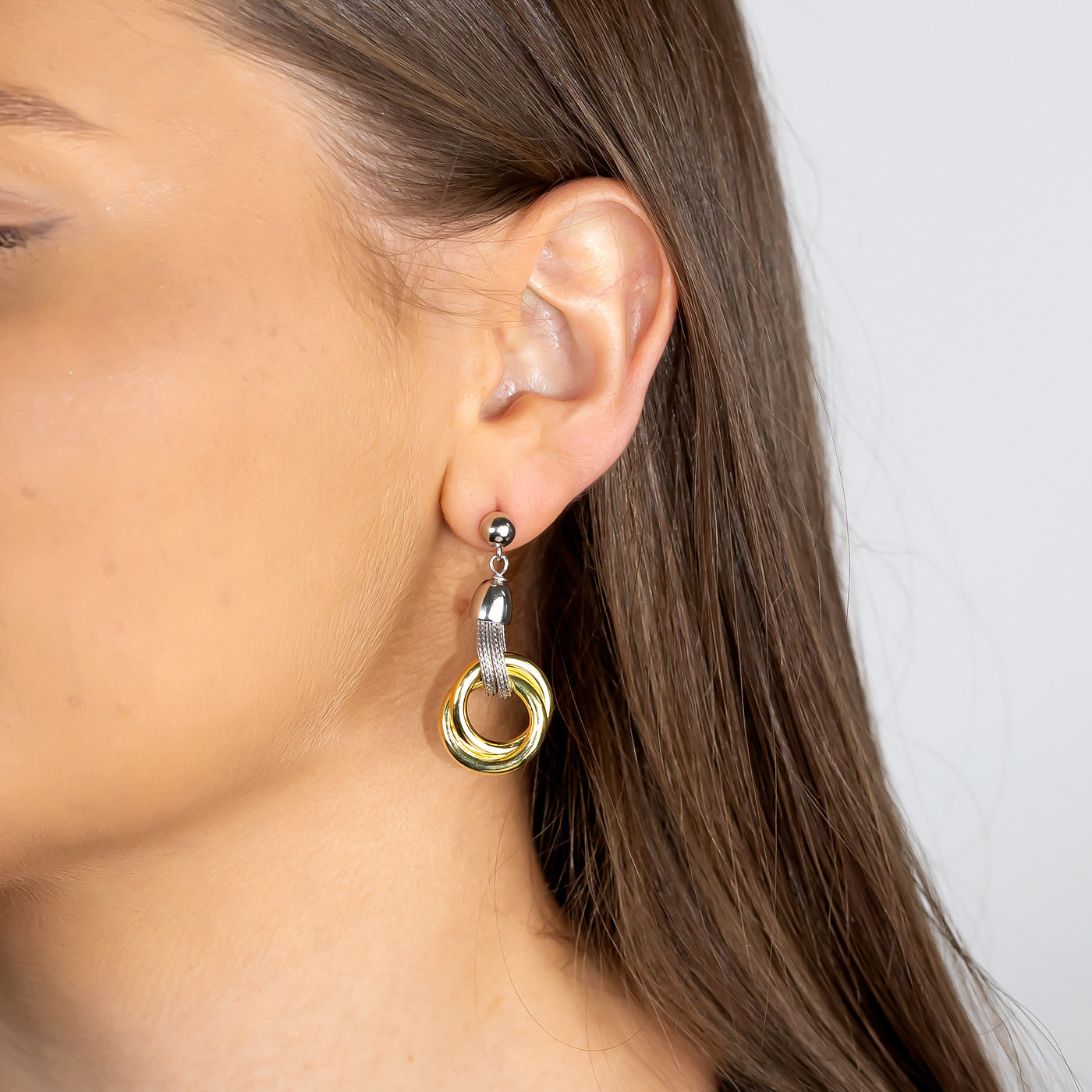 Silver & Gold Vermeil Double Circle Earrings