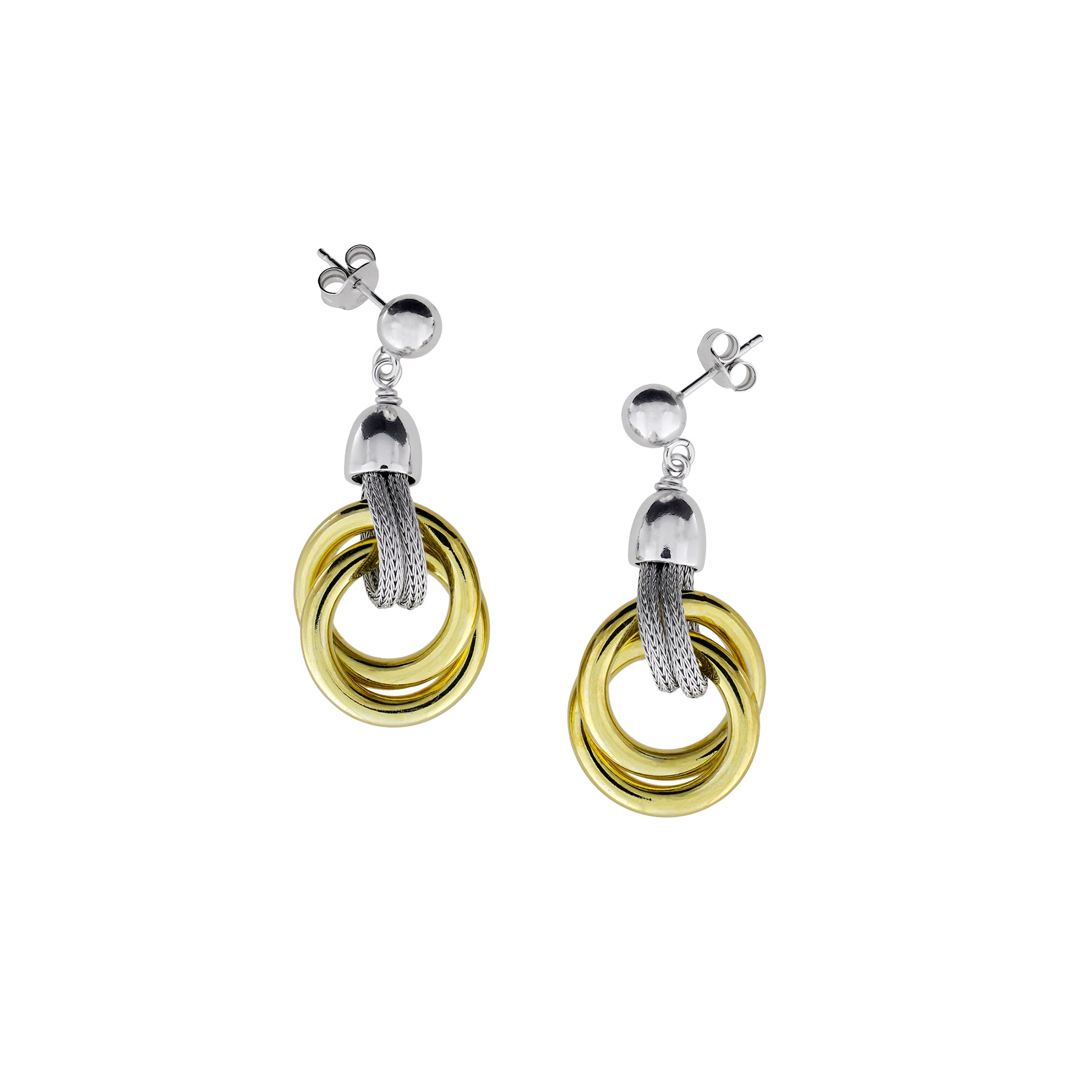 Silver & Gold Vermeil Double Circle Earrings