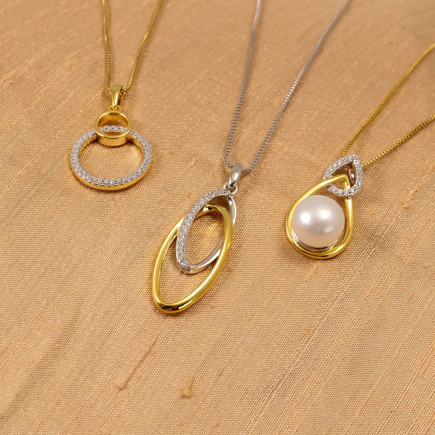 Silver & Gold Vermeil Ovals Pendant