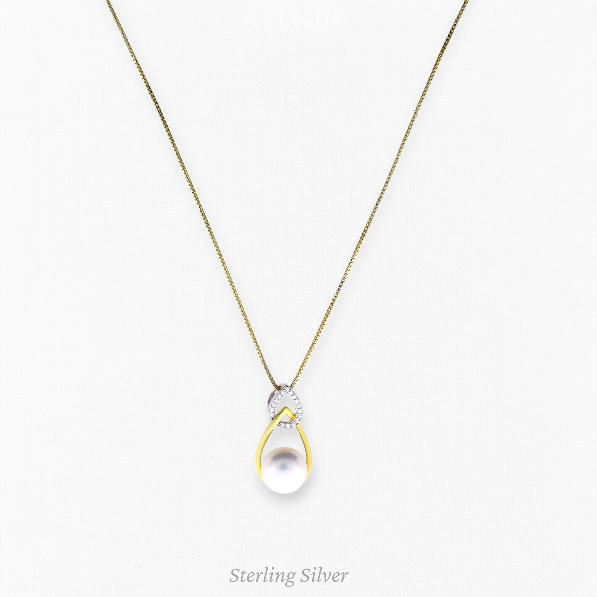 Silver &amp; Gold Vermeil Freshwater Pearl Teardrops Pendant