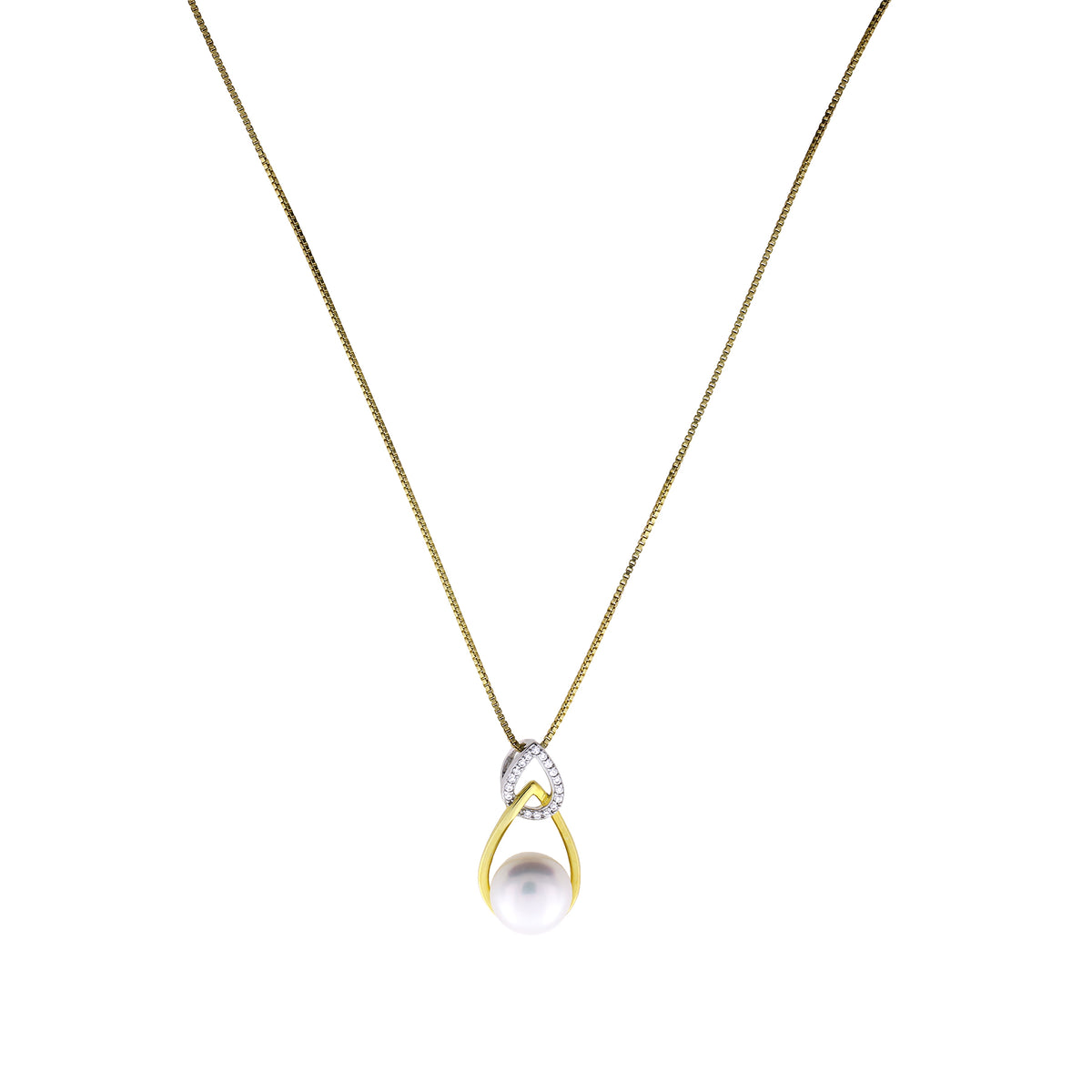 Silver &amp; Gold Vermeil Freshwater Pearl Teardrops Pendant