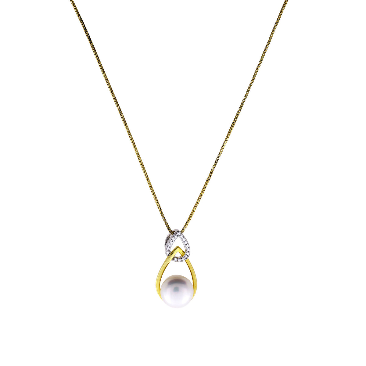 Silver &amp; Gold Vermeil Freshwater Pearl Teardrops Pendant