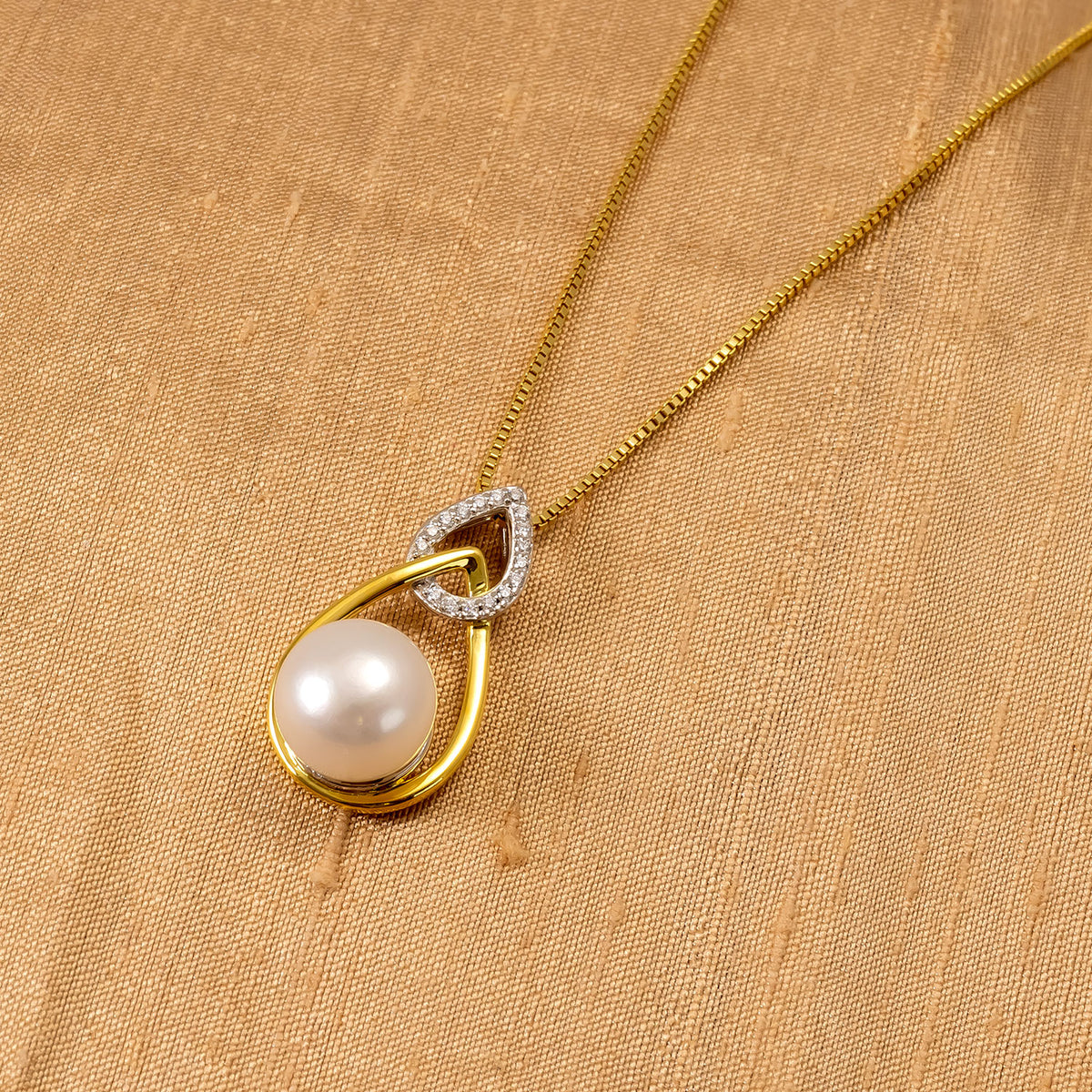 Silver & Gold Vermeil Freshwater Pearl Teardrops Pendant