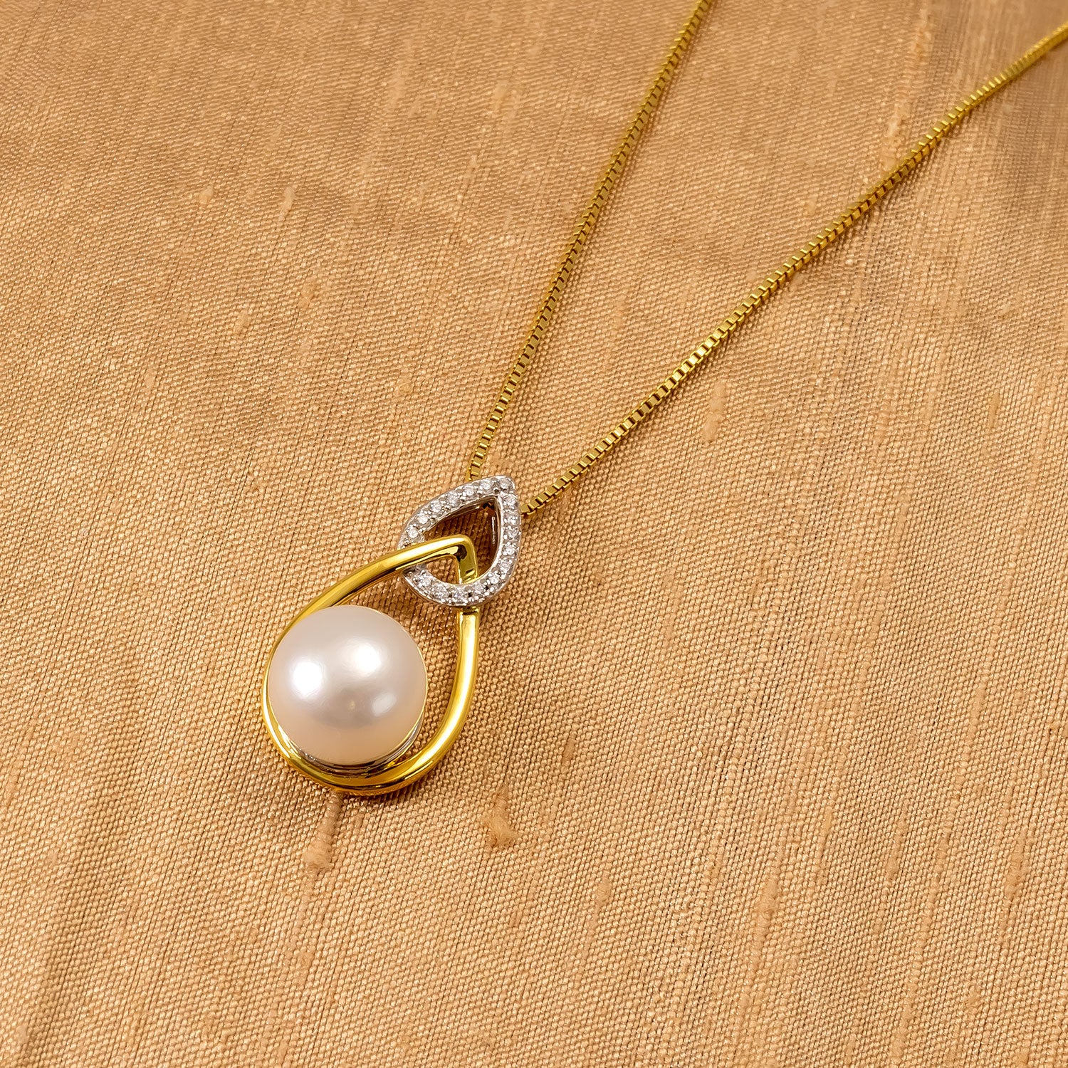 Silver & Gold Vermeil Freshwater Pearl Teardrops Pendant