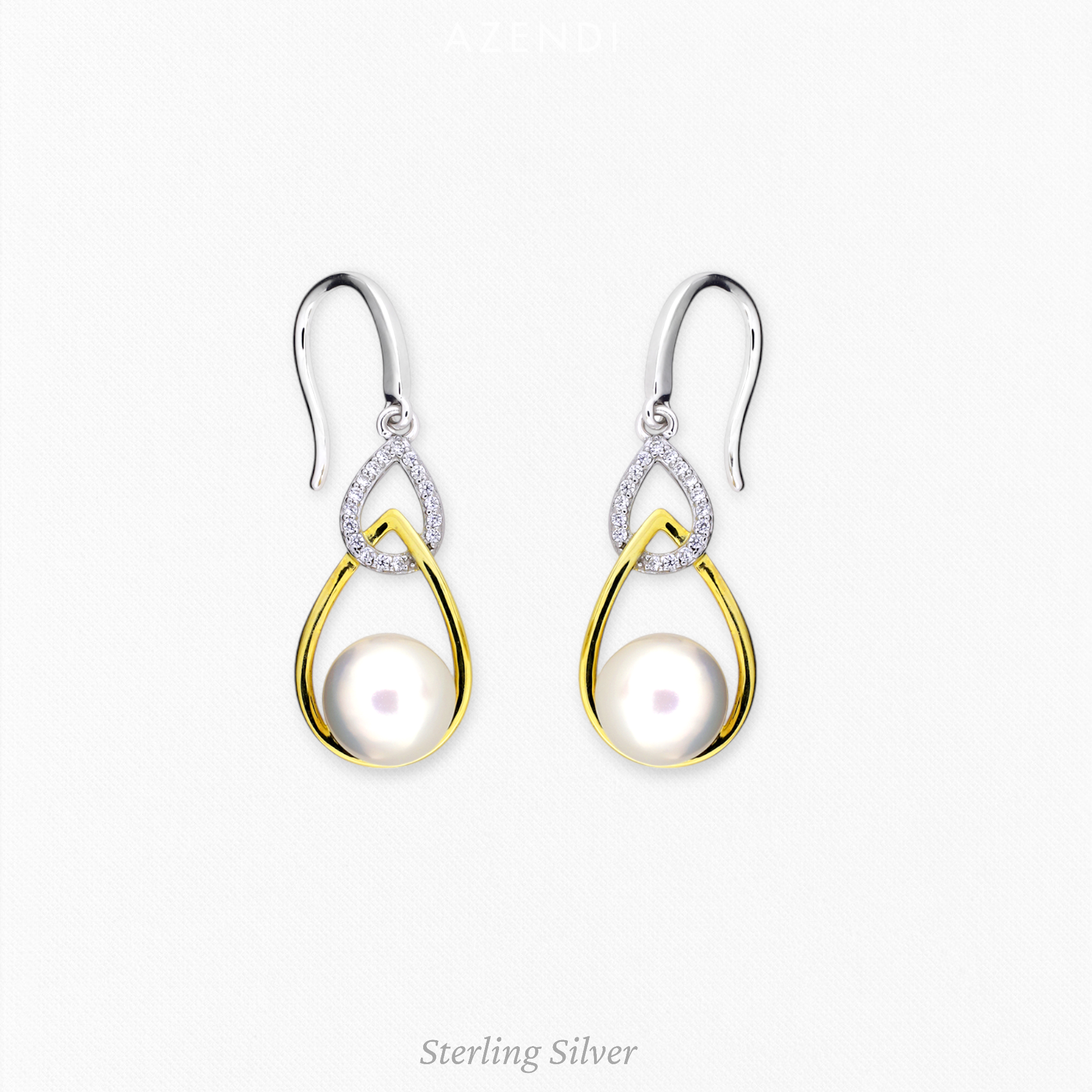 Silver & Gold Vermeil Freshwater Pearl Teardrop Earrings