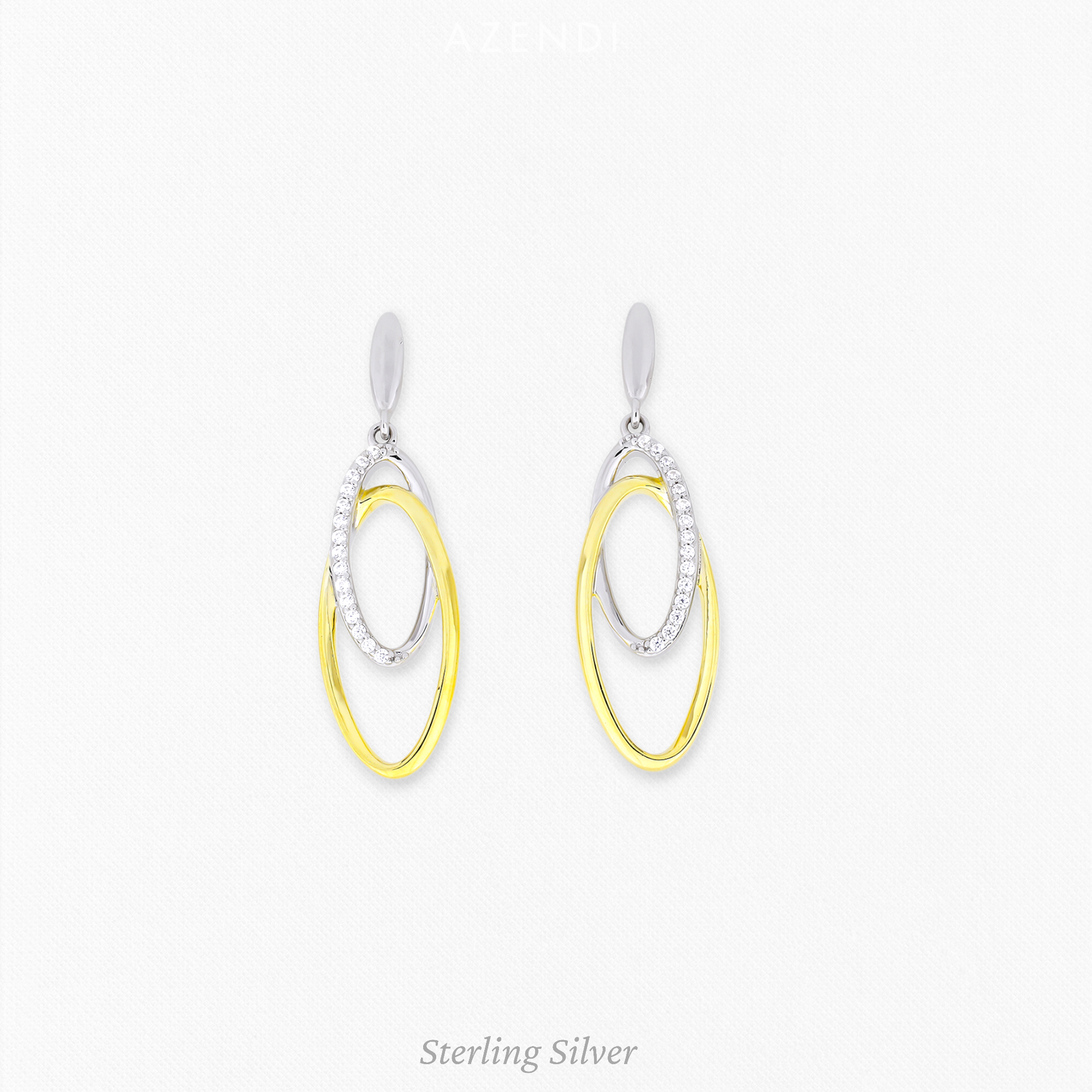 Silver & Gold Vermeil Ovals Drop Earrings