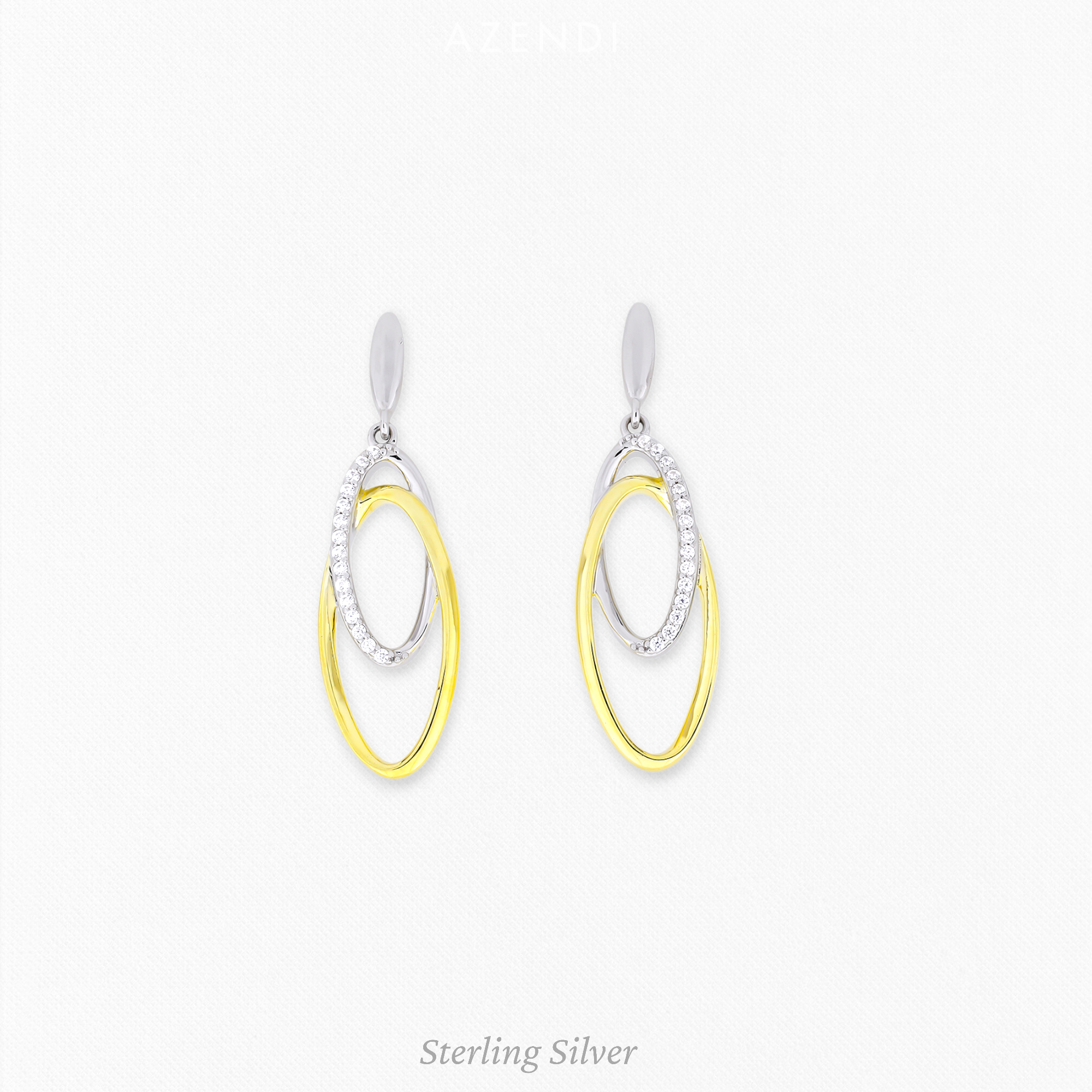 Silver & Gold Vermeil Ovals Drop Earrings