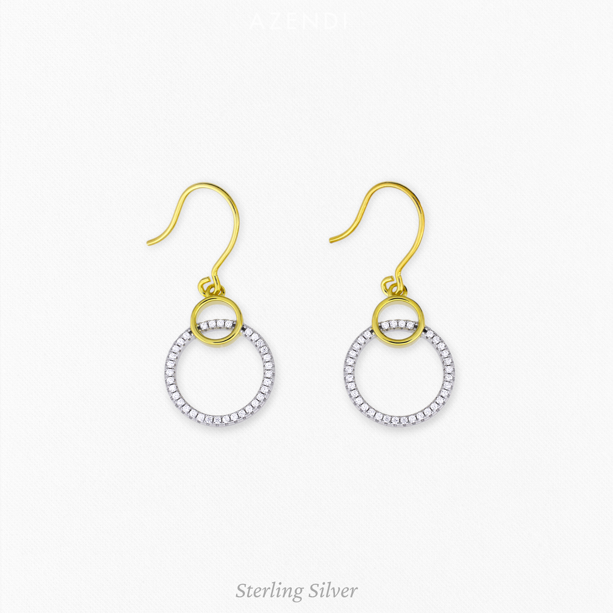 Silver &amp; Gold Vermeil Circles Drop Earrings