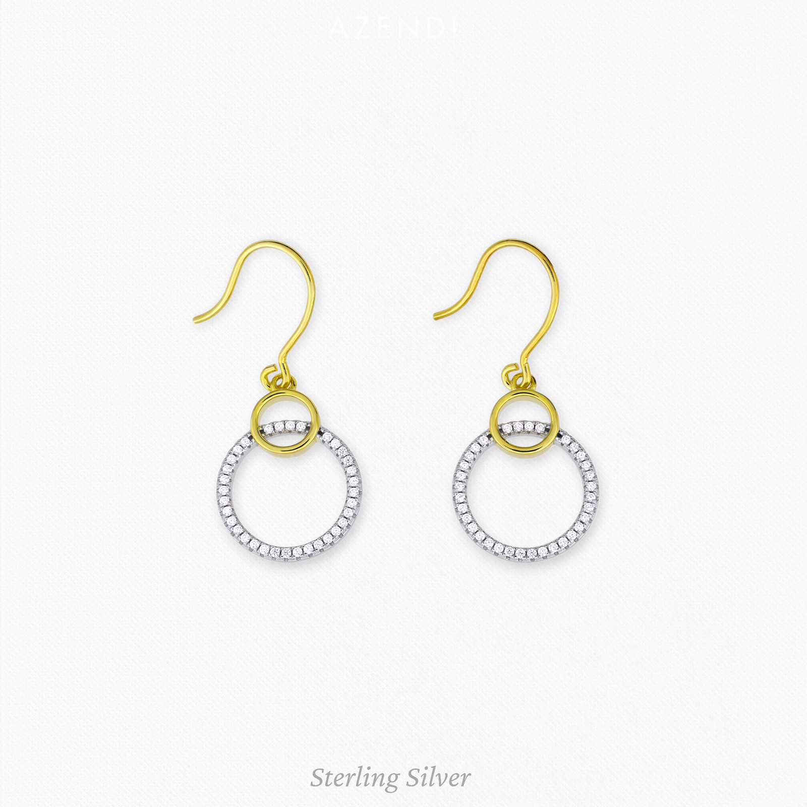 Silver & Gold Vermeil Circles Drop Earrings