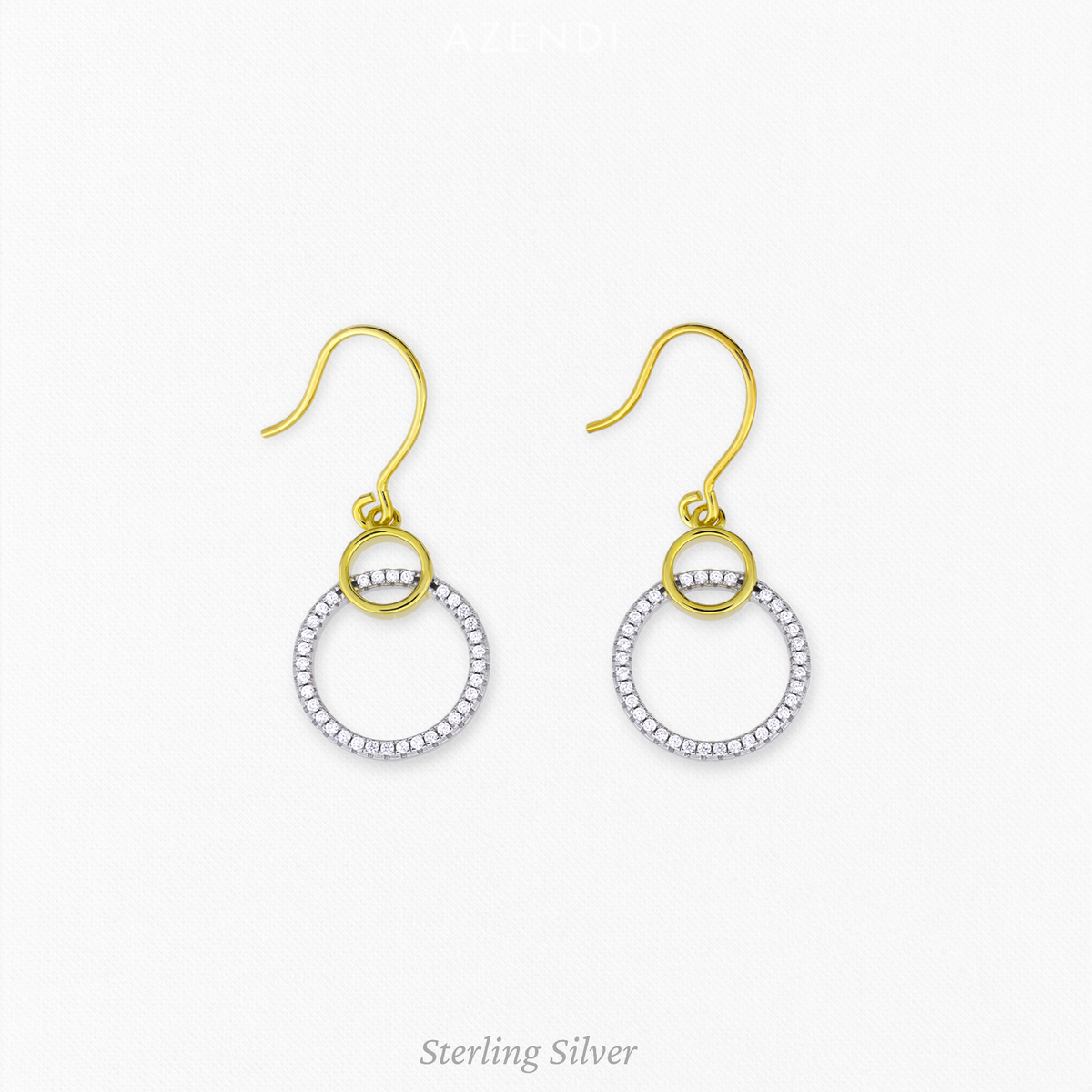 Silver & Gold Vermeil Circles Drop Earrings