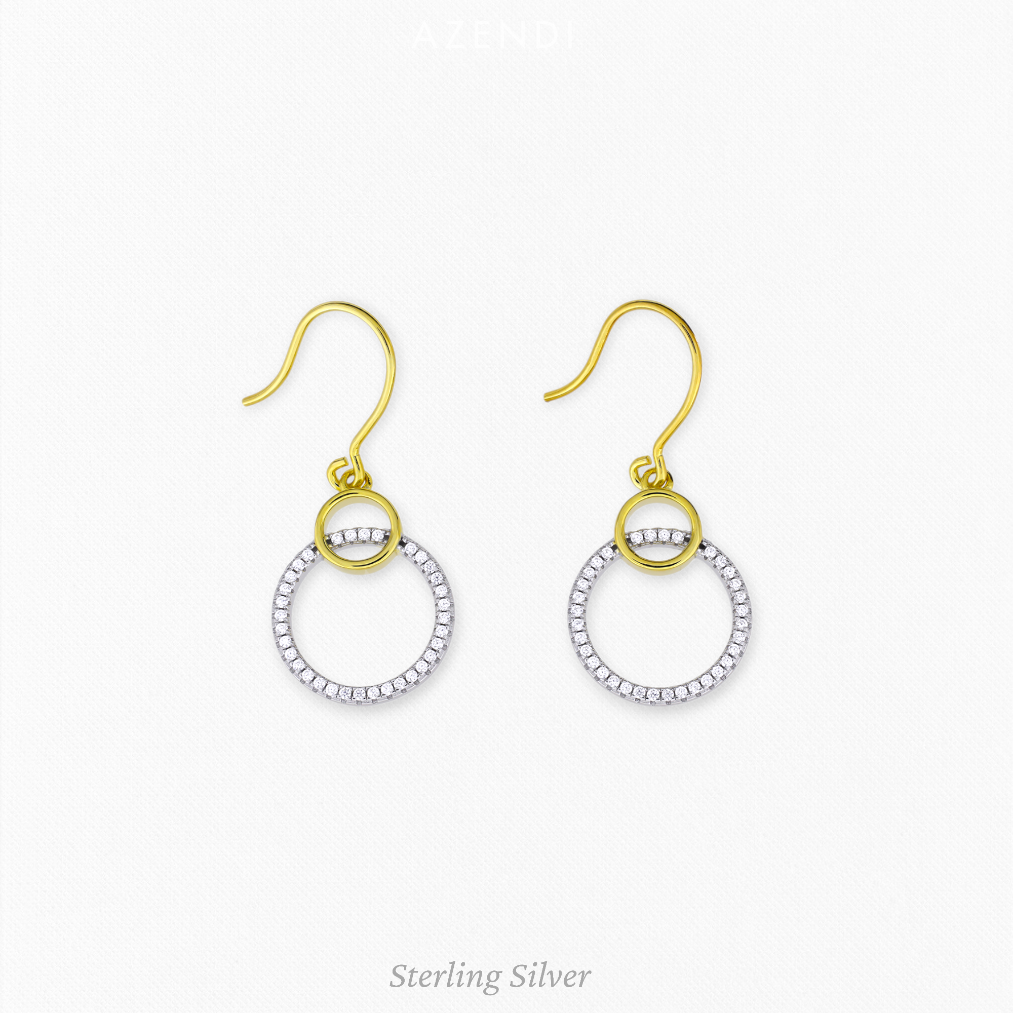 Silver & Gold Vermeil Circles Drop Earrings