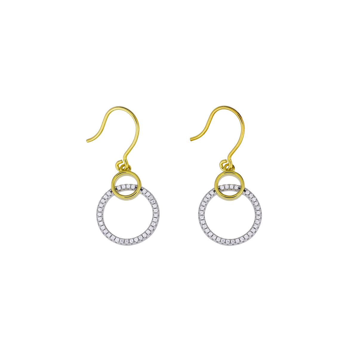 Silver &amp; Gold Vermeil Circles Drop Earrings