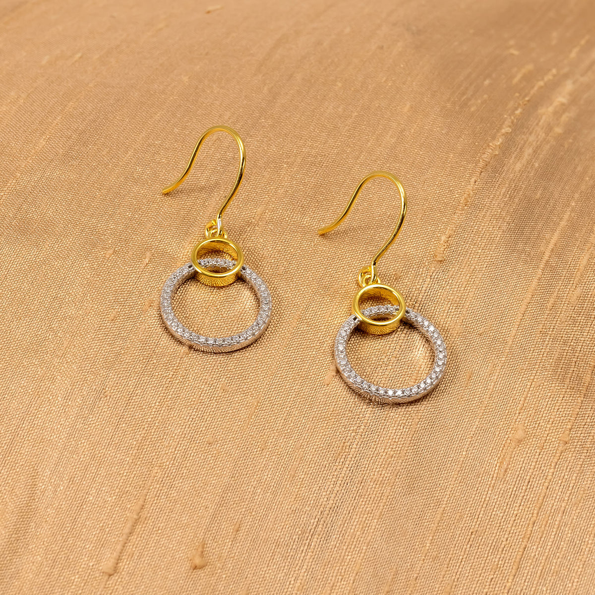 Silver & Gold Vermeil Circles Drop Earrings