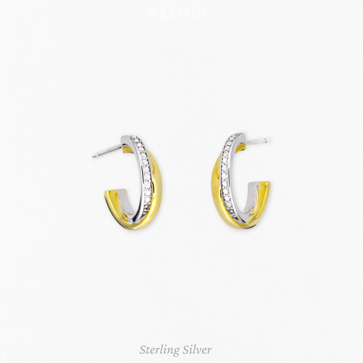 Silver &amp; Gold Vermeil Stone-Set Hoop Earrings