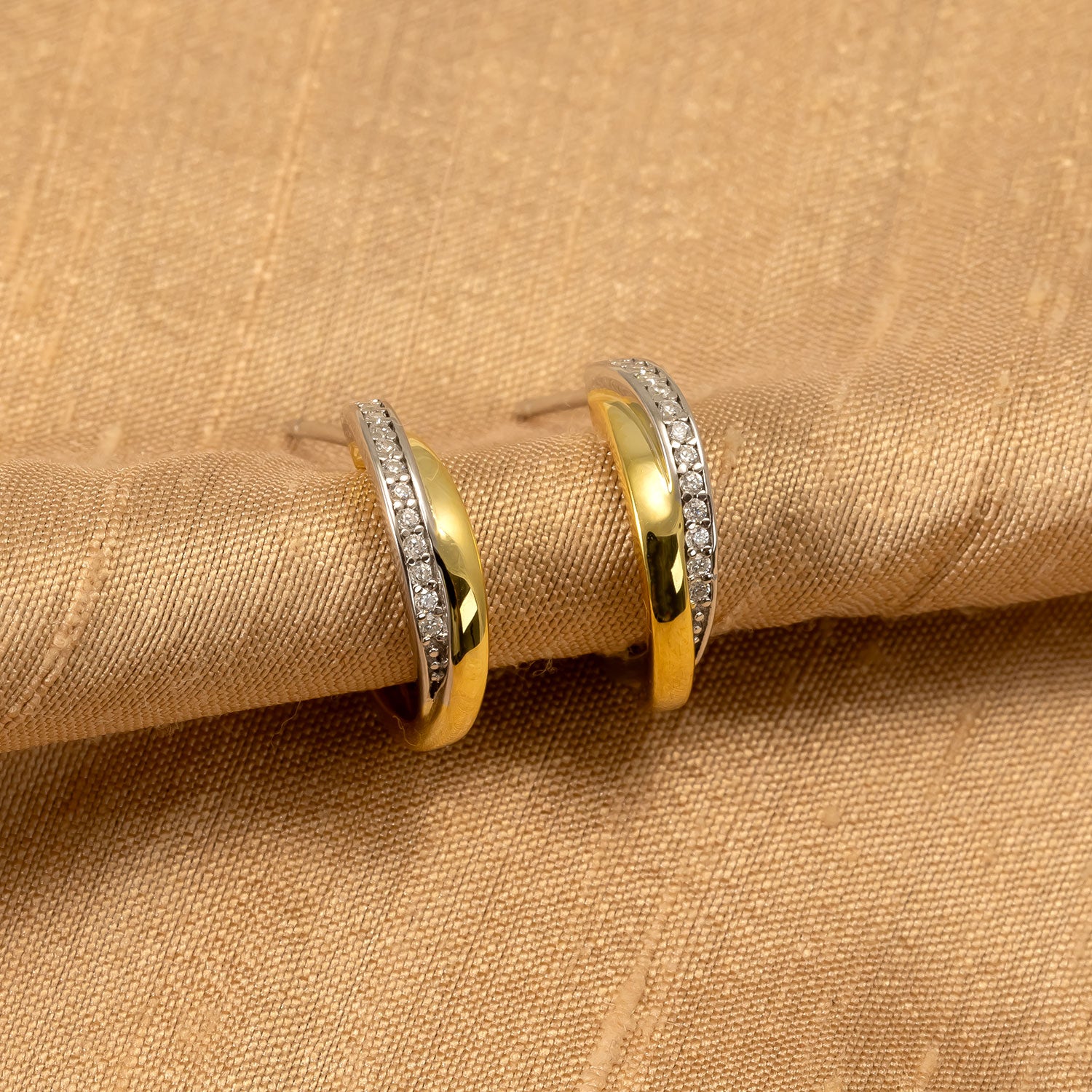 Silver & Gold Vermeil Stone-Set Hoop Earrings
