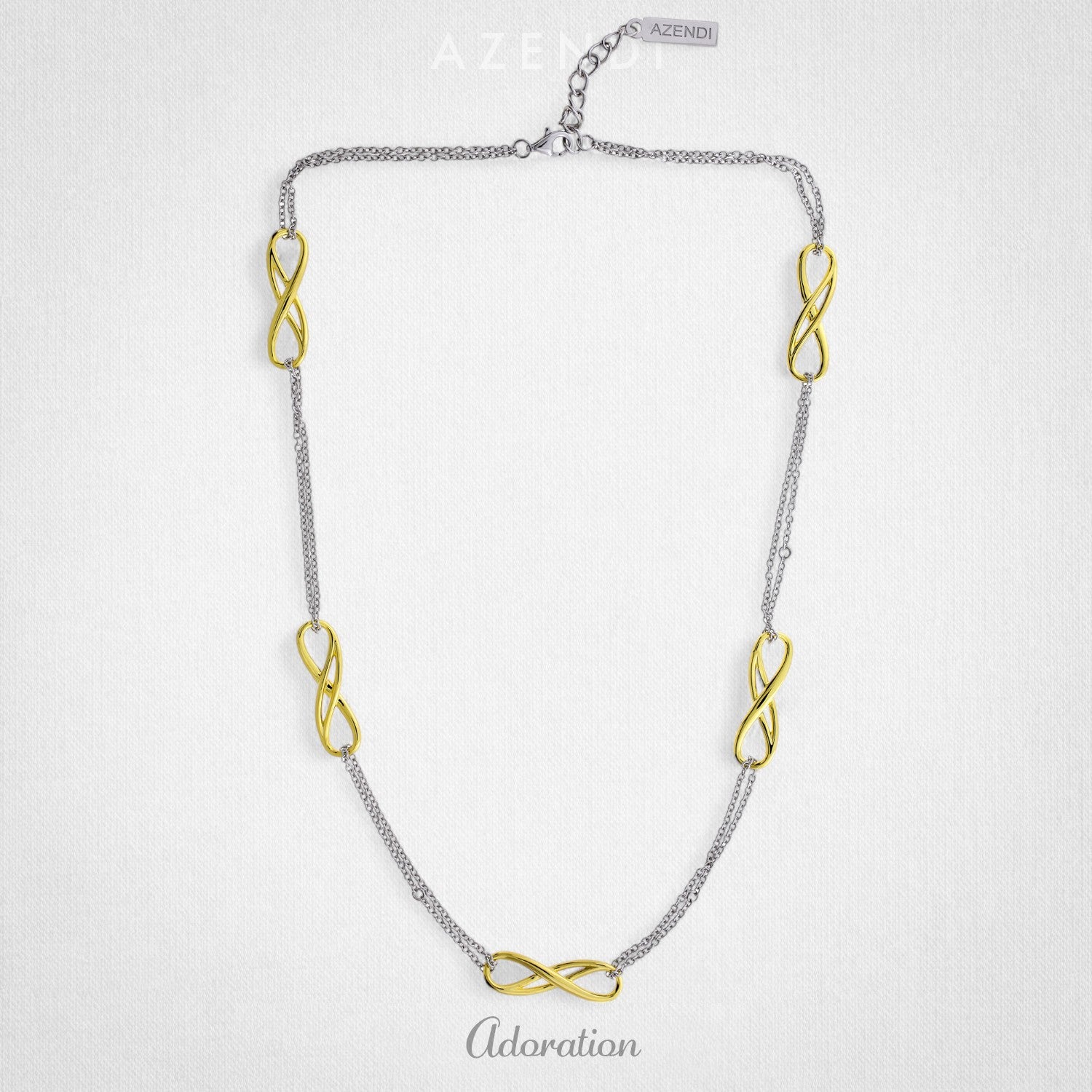 Silver Multiple Double Infinity Necklace