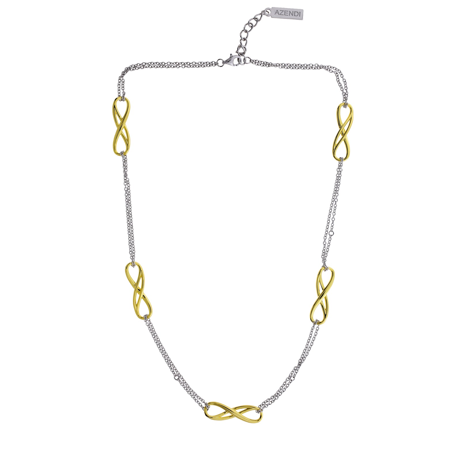 Silver Multiple Double Infinity Necklace