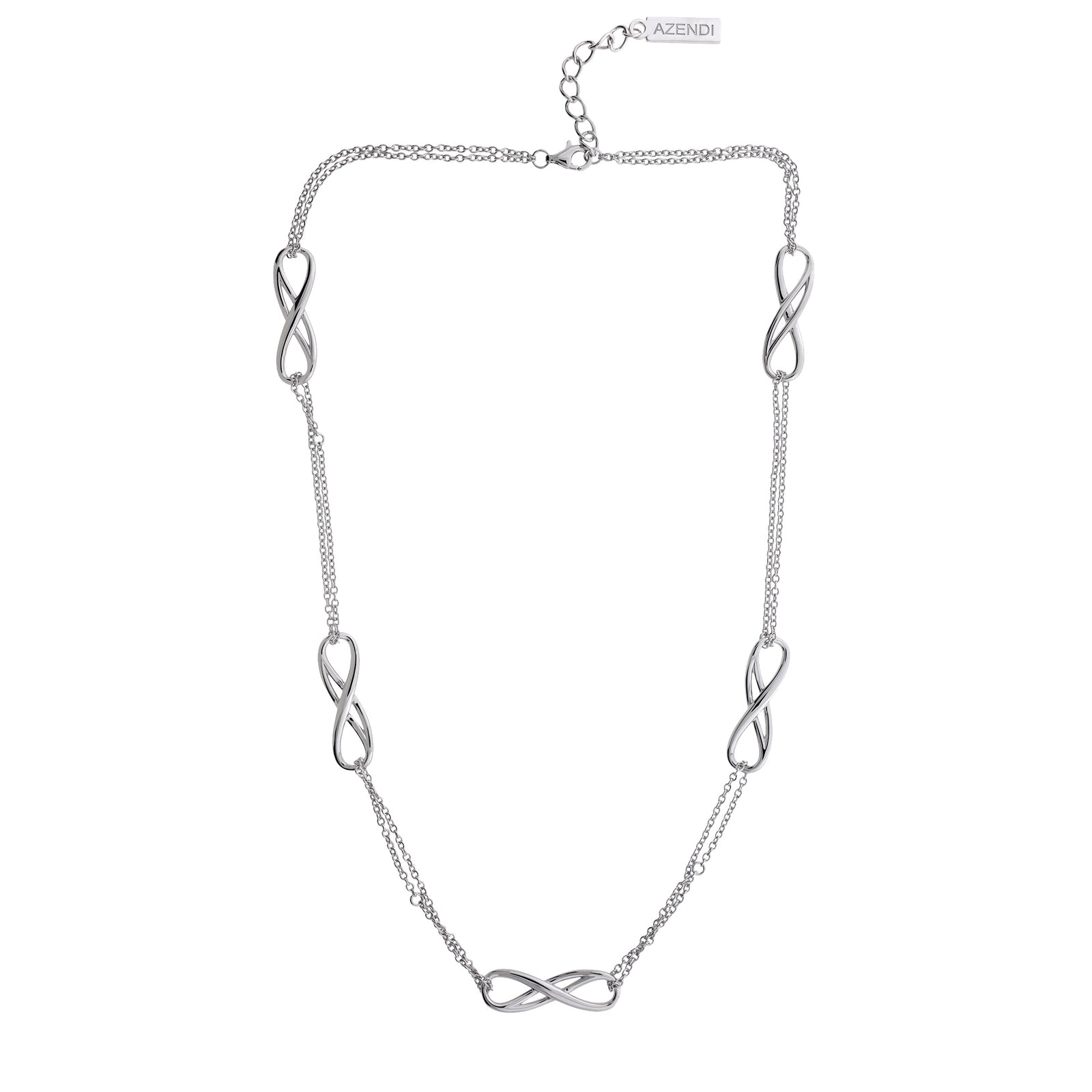 Silver Multiple Double Infinity Necklace
