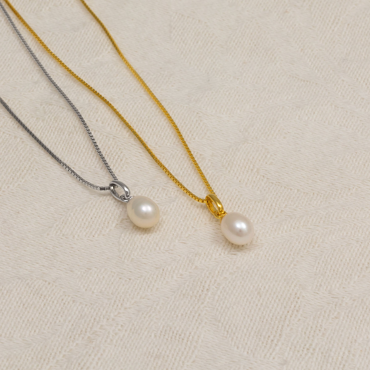 Simple Silver Teardrop Freshwater Pearl Pendant