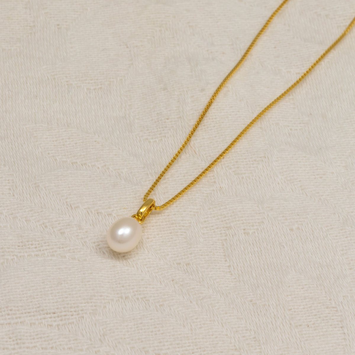 Simple Gold Vermeil Teardrop Freshwater Pearl Pendant