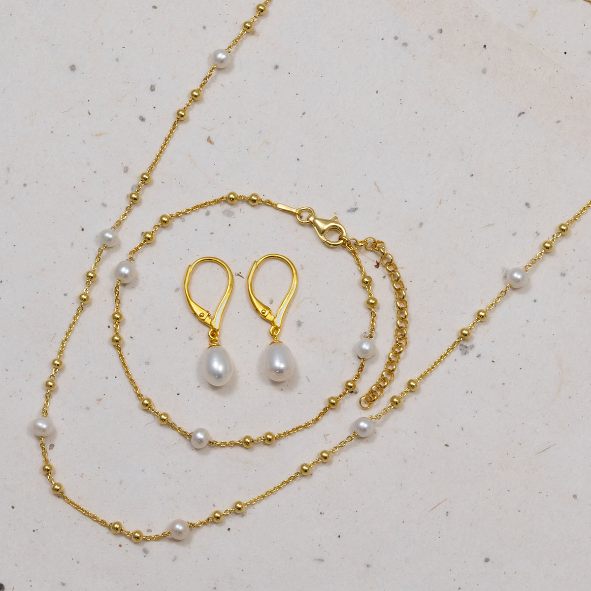 Gold Vermeil Freshwater Pearl & Bead Bracelet