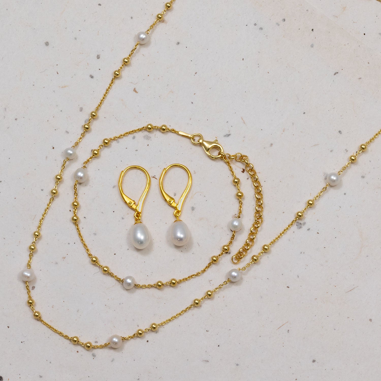 Gold Vermeil Freshwater Pearl & Bead Bracelet