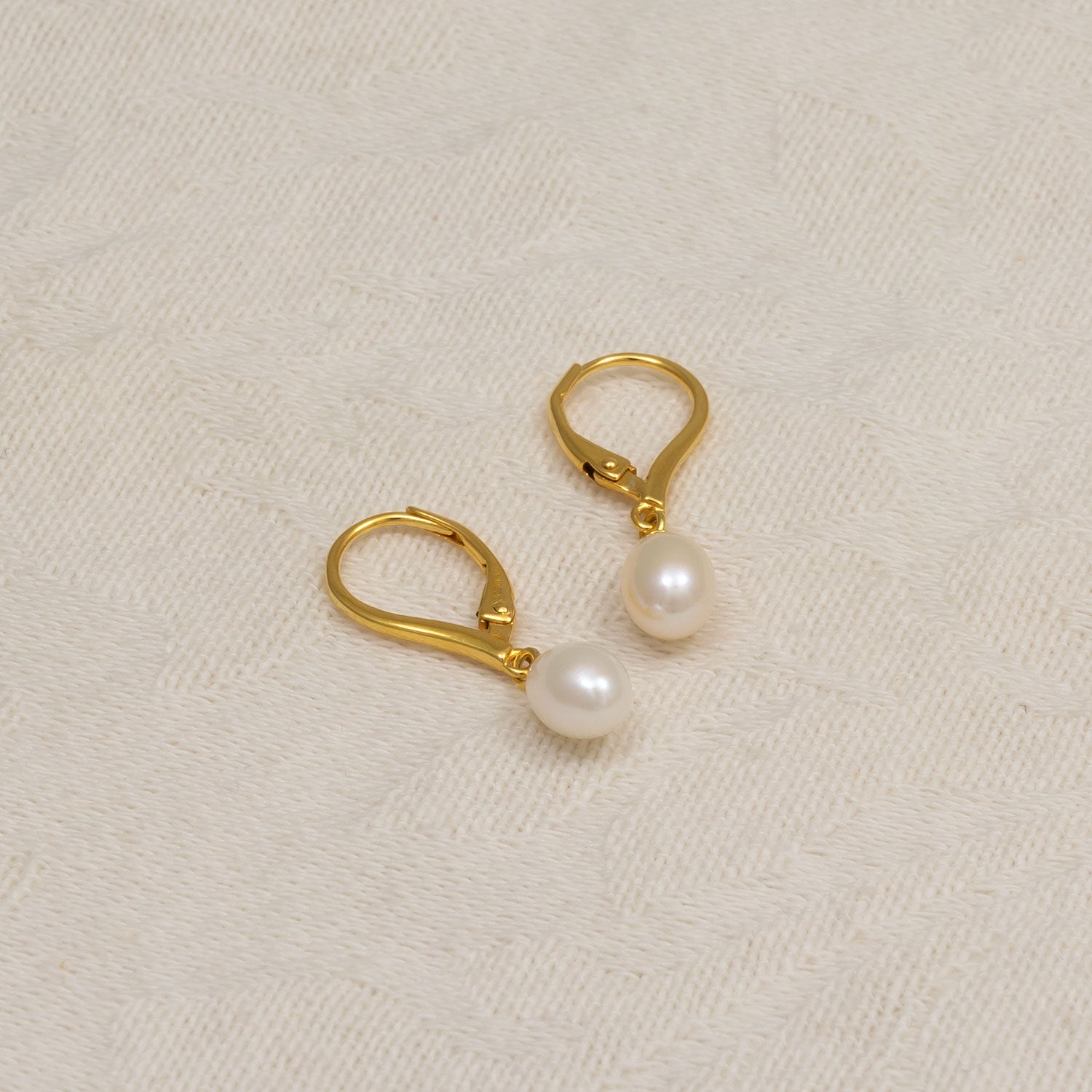 Simple Gold Vermeil Teardrop Freshwater Pearl Drop Earrings