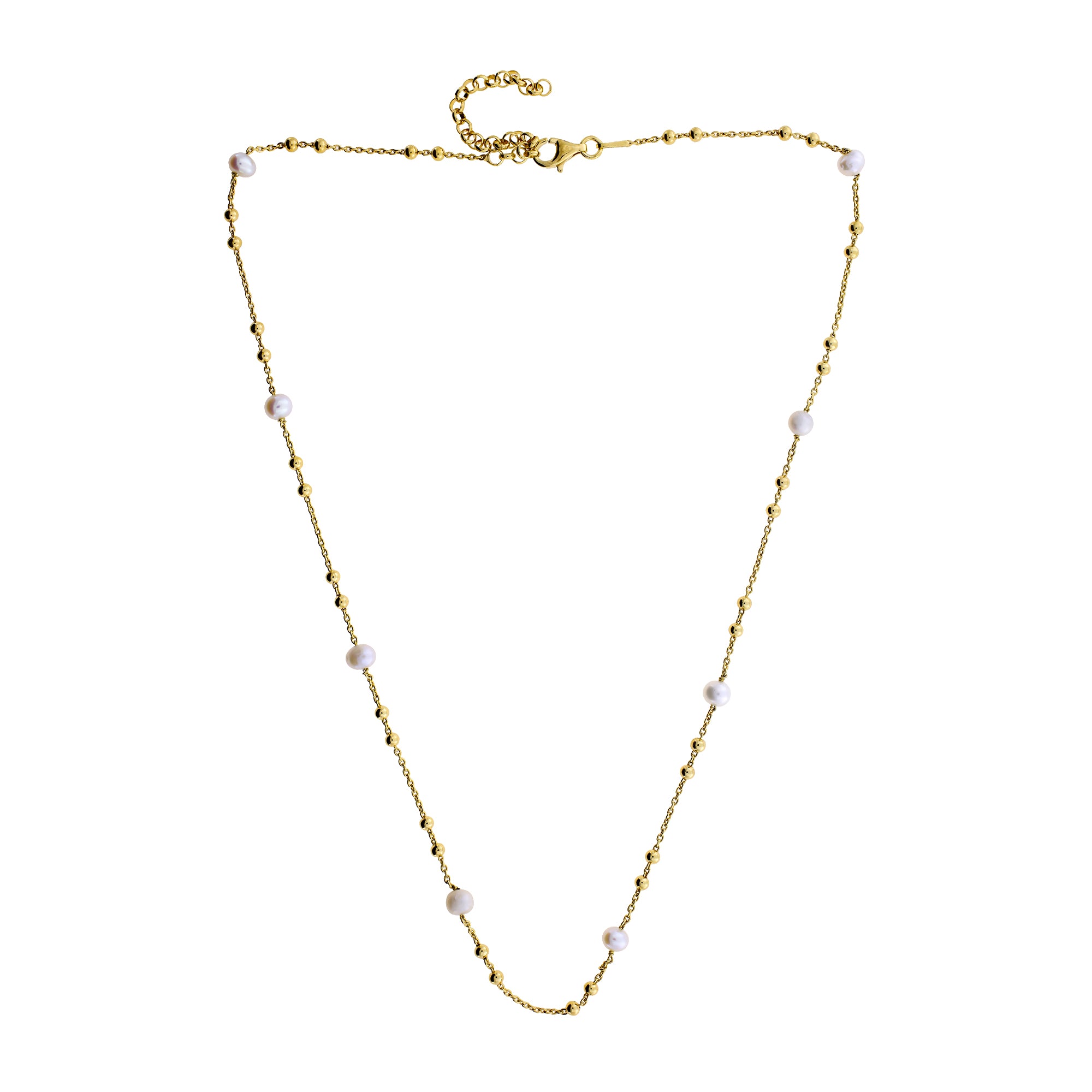 Gold Vermeil Freshwater Pearl Beaded Necklace