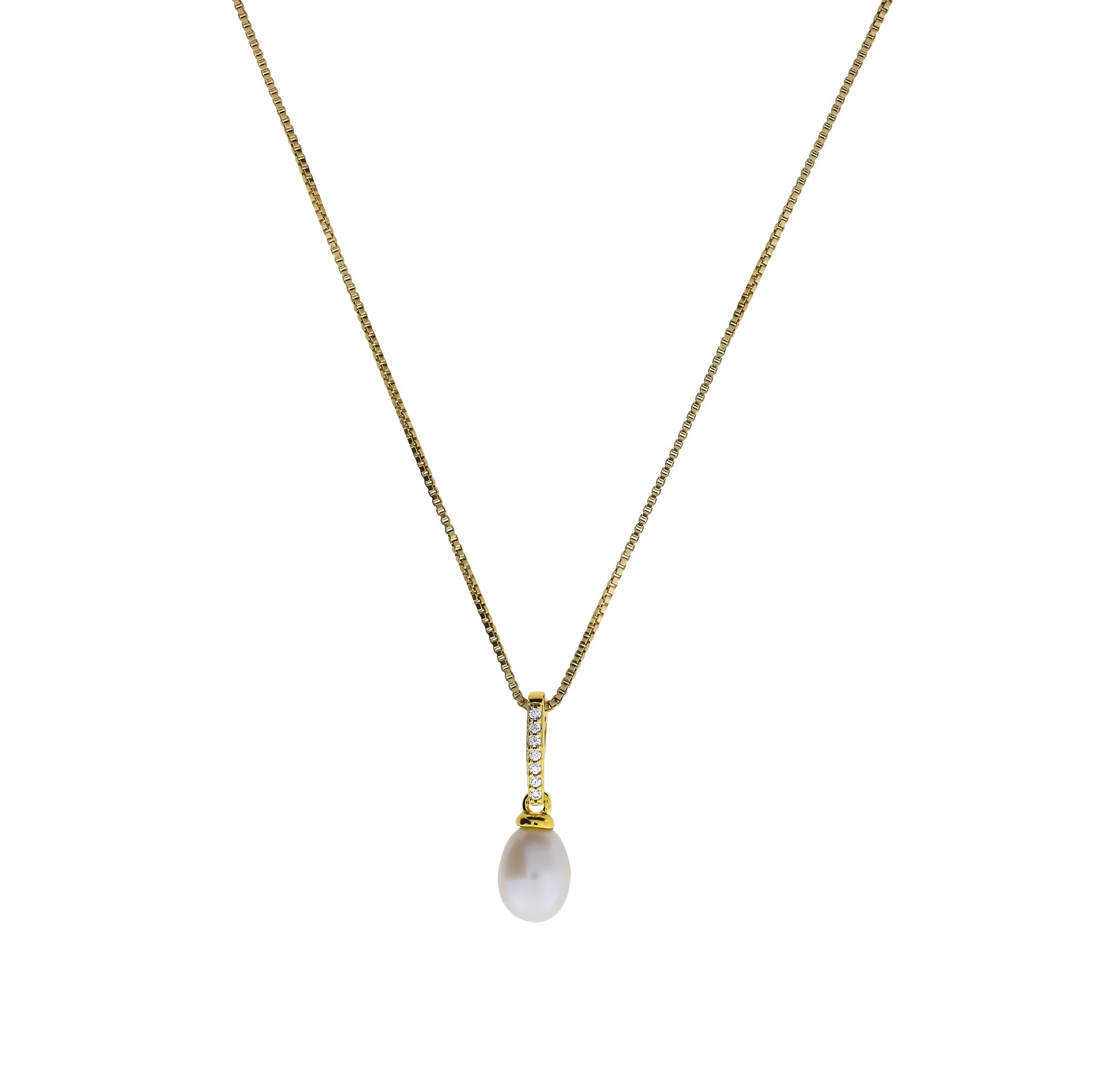 Gold Vermeil & Pavé Oval Pearl Pendant