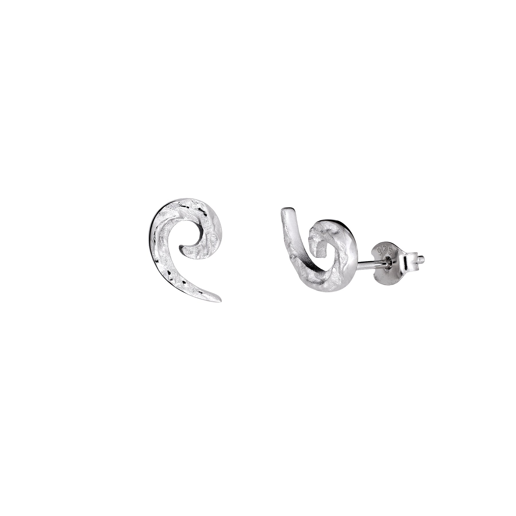 Malham Cove Textured Curling Horn Stud Earrings