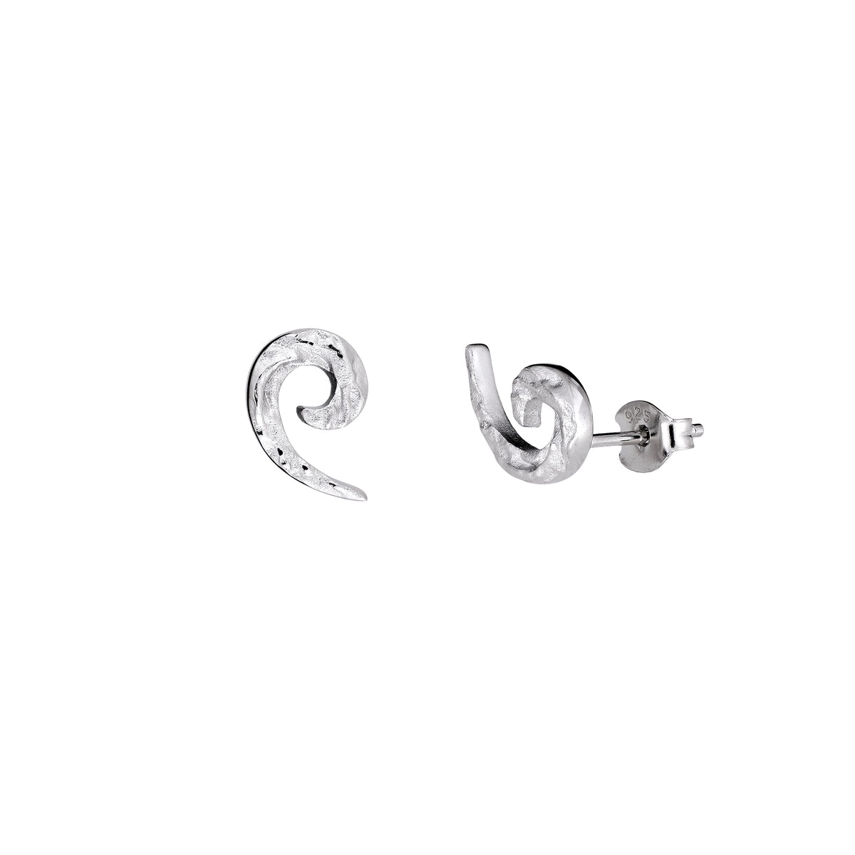 Malham Cove Textured Curling Horn Stud Earrings