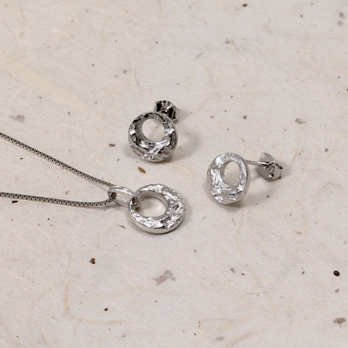 Malham Cove Textured Circle Stud Earrings