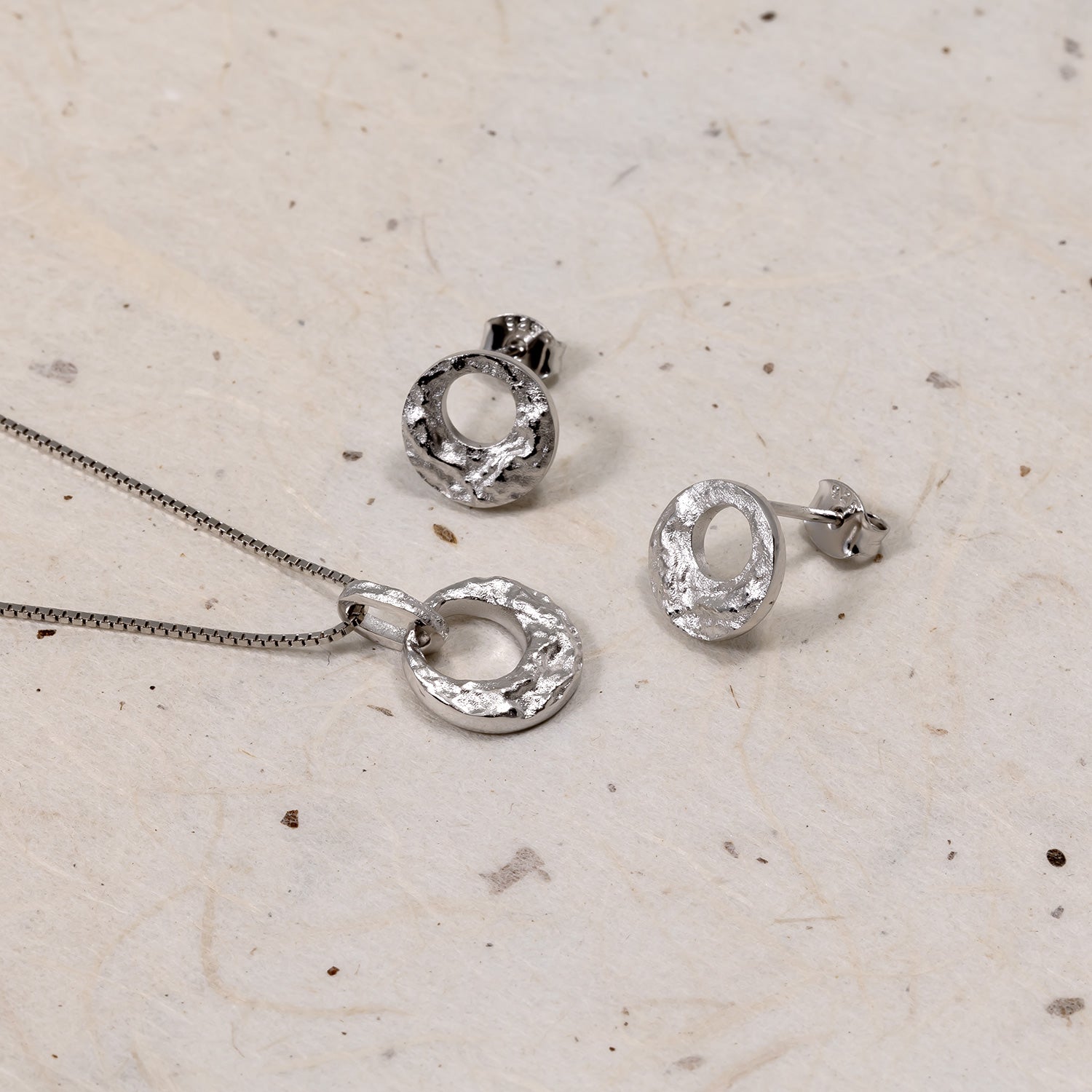 Malham Cove Textured Circle Stud Earrings